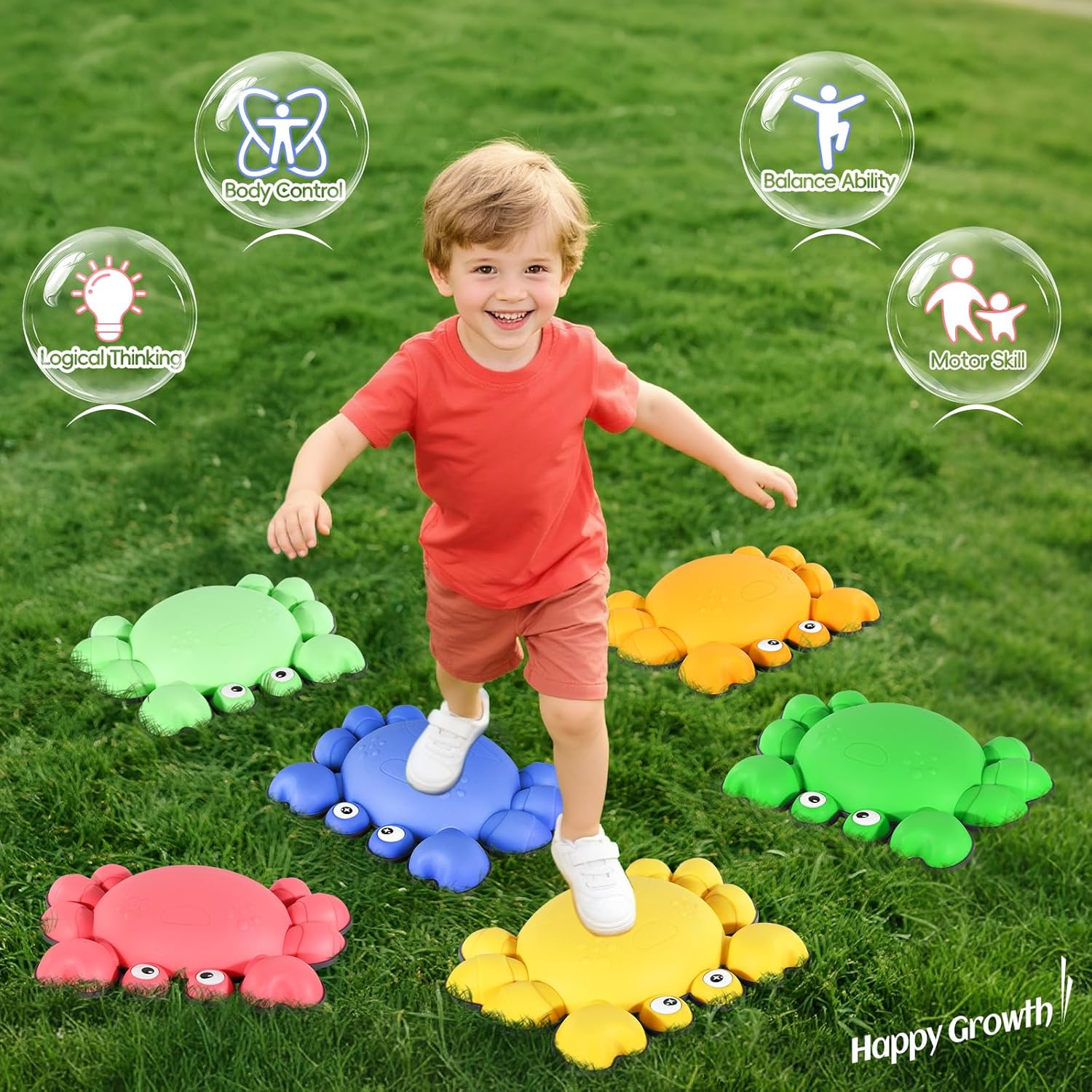 TOPNEW Stepping Stones for Kids, Non-Slip Balance Stepping Stones for Promoting Children's Coordination Skills, Toddler Stepping Stones Obstacle Course for Kids Age 3 4 5 6 7+
