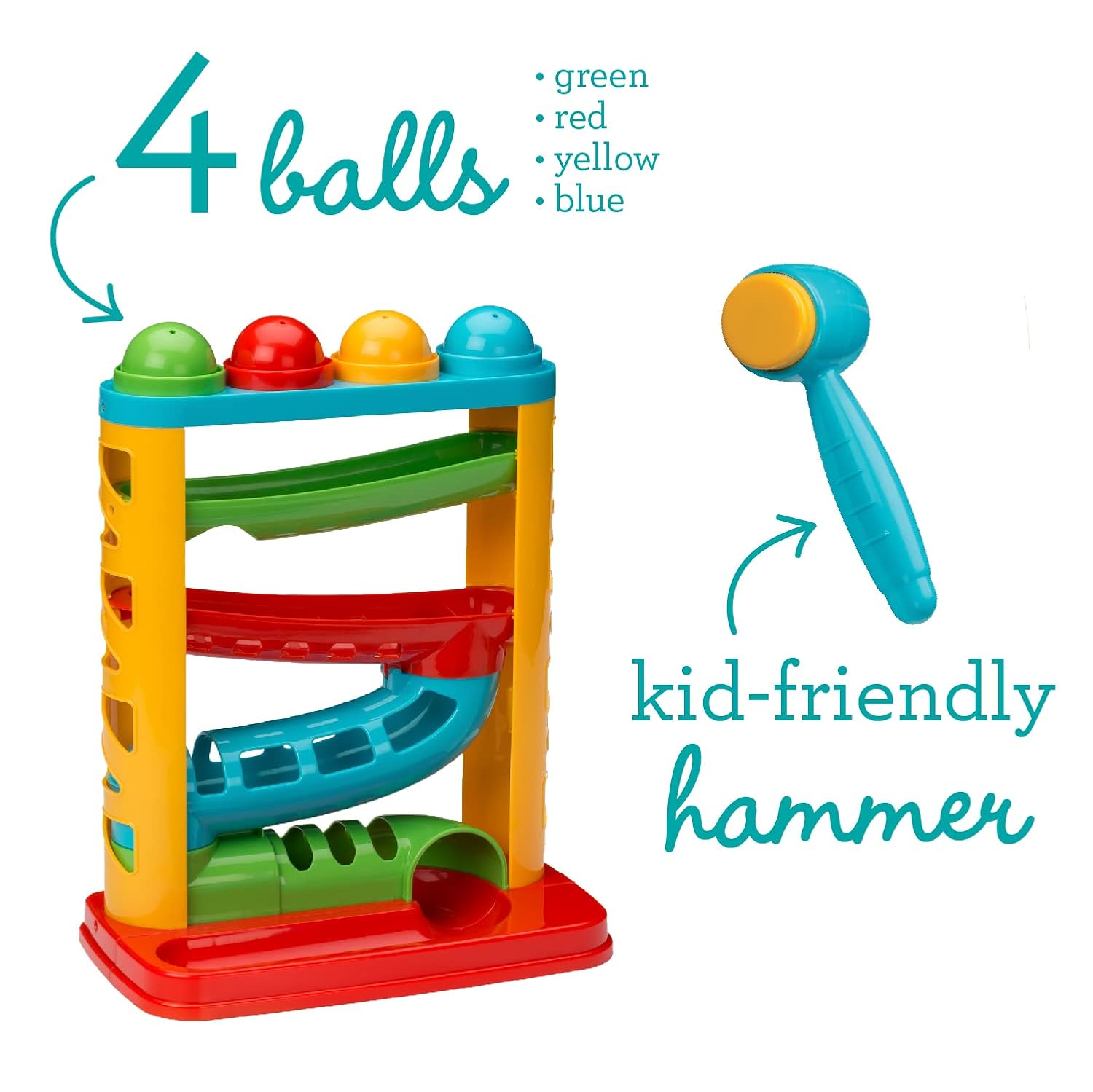Alternative view of Infantino Bop & Drop Ball Tower - STEAM Educational Play, Hand-Eye Coordination Skills, and Cause and Effect Play for Babies & Toddlers, 12M+