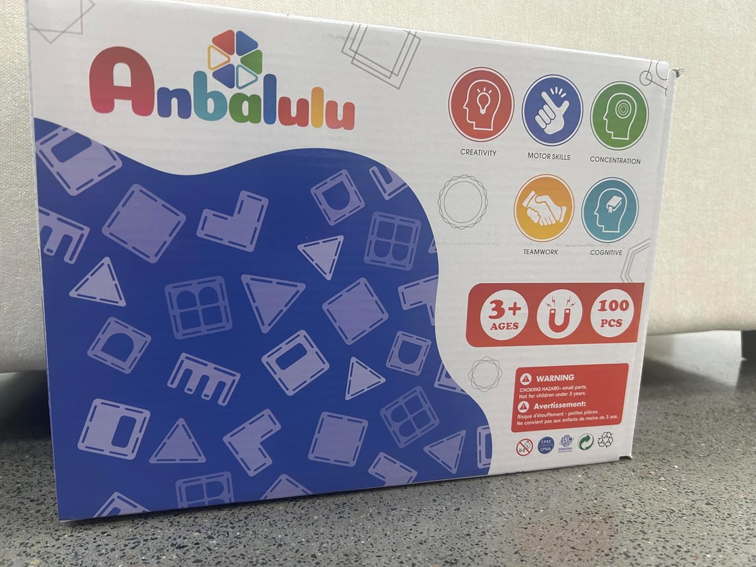 Anbalulu Magnetic Tiles 100PCS with 2 Cars, STEM Educational Building Blocks for Kids Ages 3-9, Magnet Construction Toys Gift for Toddlers - Image 5