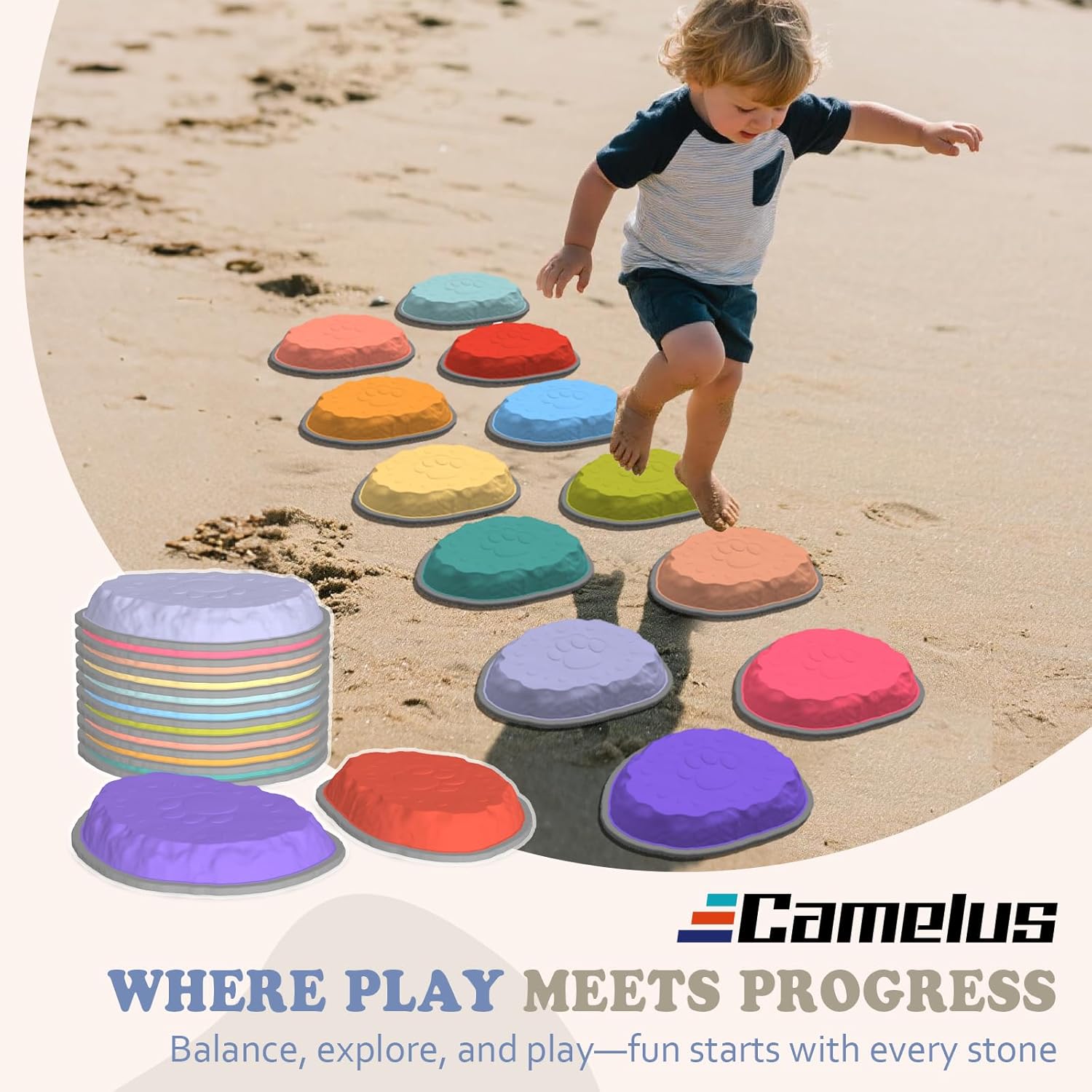 Stepping Stones for Kids, 8/12 PCS Balance Stepping Stones for Toddlers, Non-Slip Obstacle Course Sensory Toys Indoor Outdoor, Balance River Toys for Birthday, Children's Day and Christmas Gift