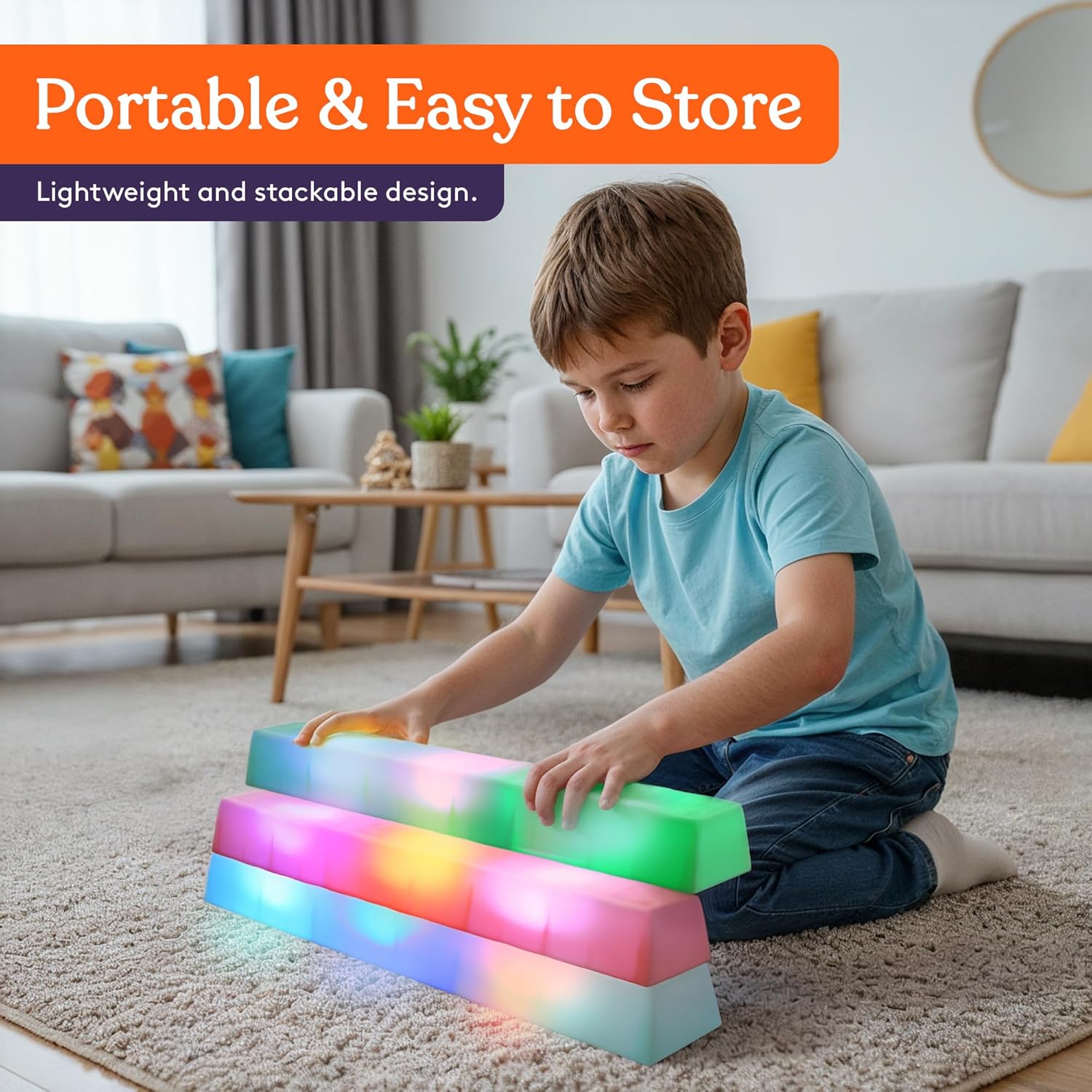 Special Supplies LED Stepping Stones for Kids -Light-Up Balance Blocks- Coordination & Balance for Toddlers & Children- Durable Non-Slip Rubber, Safe Indoor & Outdoor Play