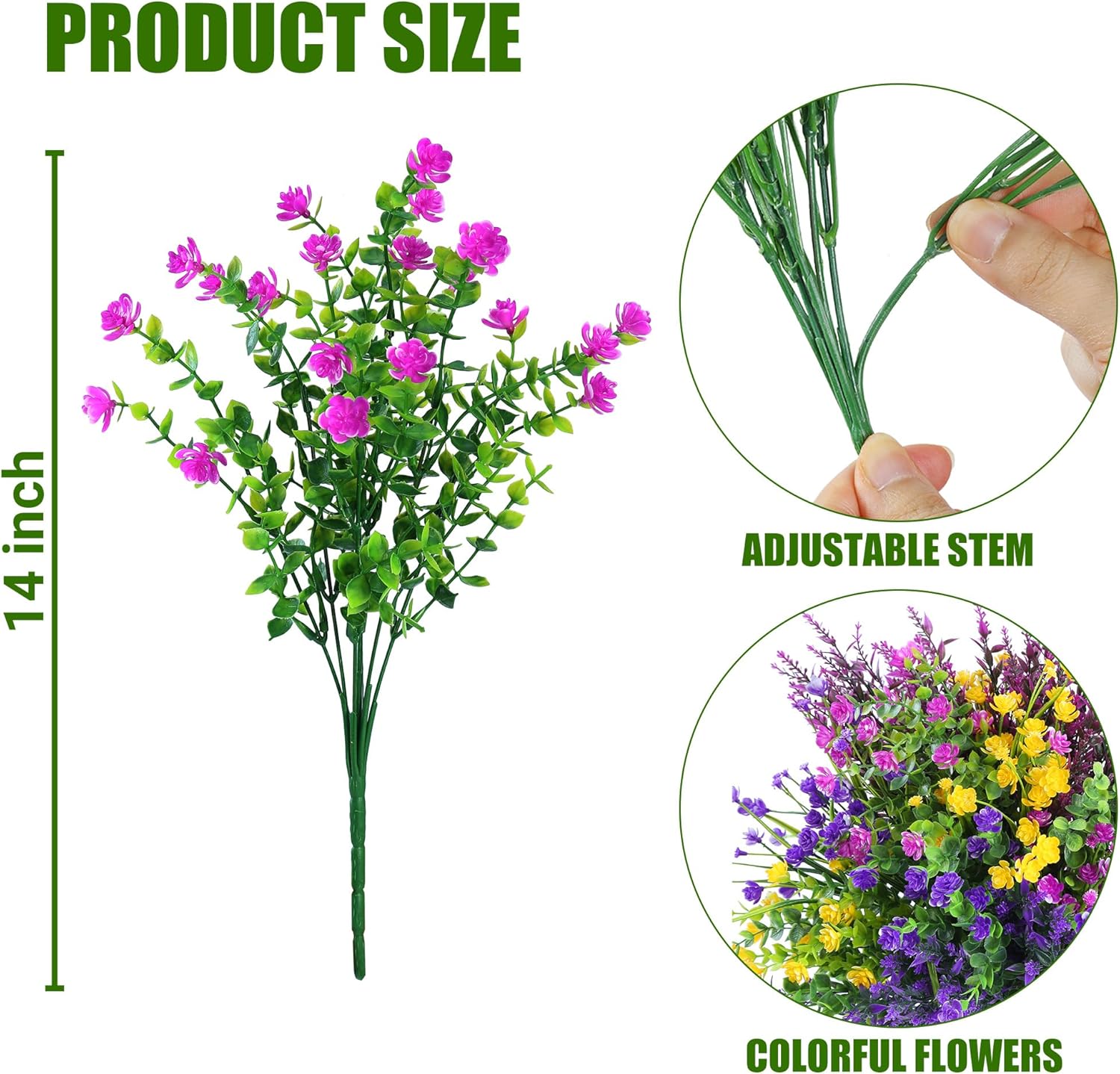 Alternative view of Sggvecsy Artificial Flowers for Outdoors 24 Bundles UV Resistant Boxwood Shrubs Artificial Eucalyptus Fake Plants Faux Plastic Greenery for Farmhouse Garden Indoor Outdoor Home Decoration（Mixed color）