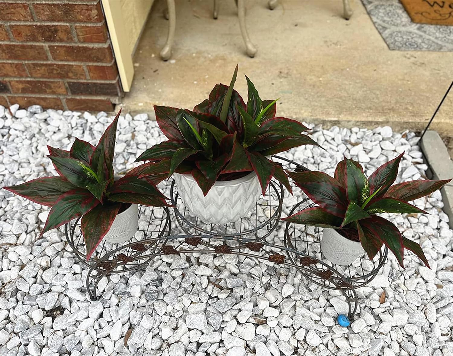 CATTREE Fake Plants Artificial Plant Outdoor Shrubs Faux Grass Plastic Leaves Greenery Bushes Home Garden Wedding Party Decorations Indoor Office Yard UV Resistant Planter Filler Red 2 Pack