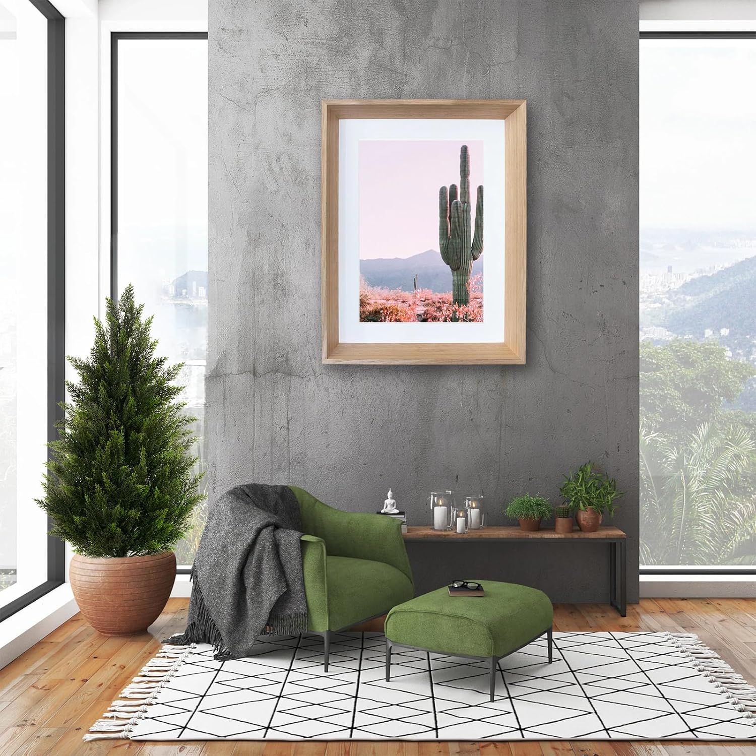 Artificial Topiary Cedar Trees 3FT Tall 2 Set, Outdoor Indoor Faux Pine Shrubs Plants, Realistic Fake Plants Front Porch Decor, Artificial Bushes Cypress for Home Front Door Offices