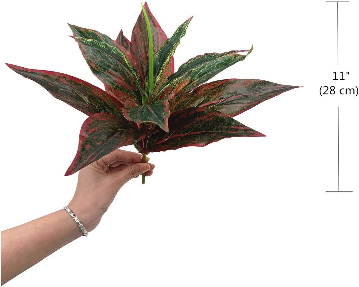 Alternative view of CATTREE Fake Plants Artificial Plant Outdoor Shrubs Faux Grass Plastic Leaves Greenery Bushes Home Garden Wedding Party Decorations Indoor Office Yard UV Resistant Planter Filler Red 2 Pack