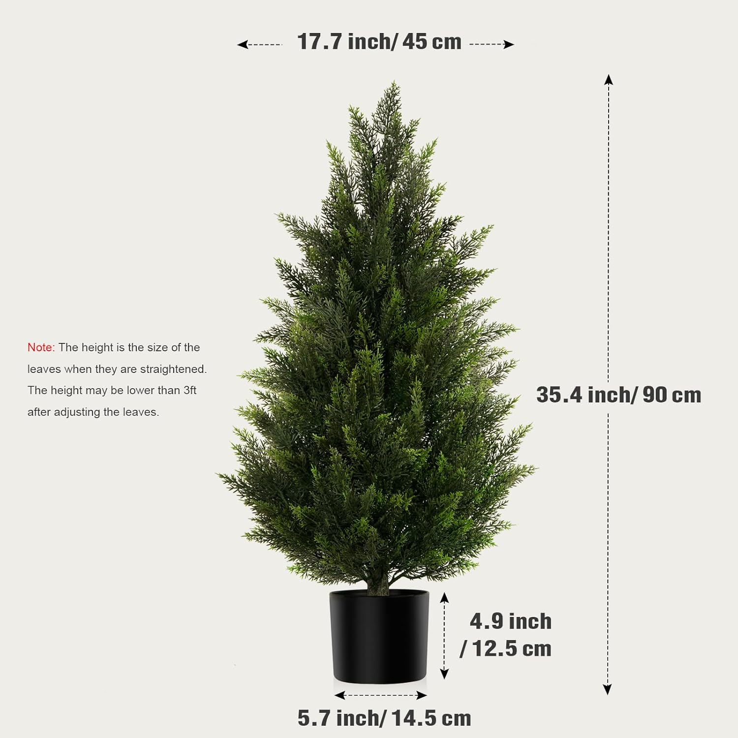 Alternative view of Artificial Topiary Cedar Trees 3FT Tall 2 Set, Outdoor Indoor Faux Pine Shrubs Plants, Realistic Fake Plants Front Porch Decor, Artificial Bushes Cypress for Home Front Door Offices
