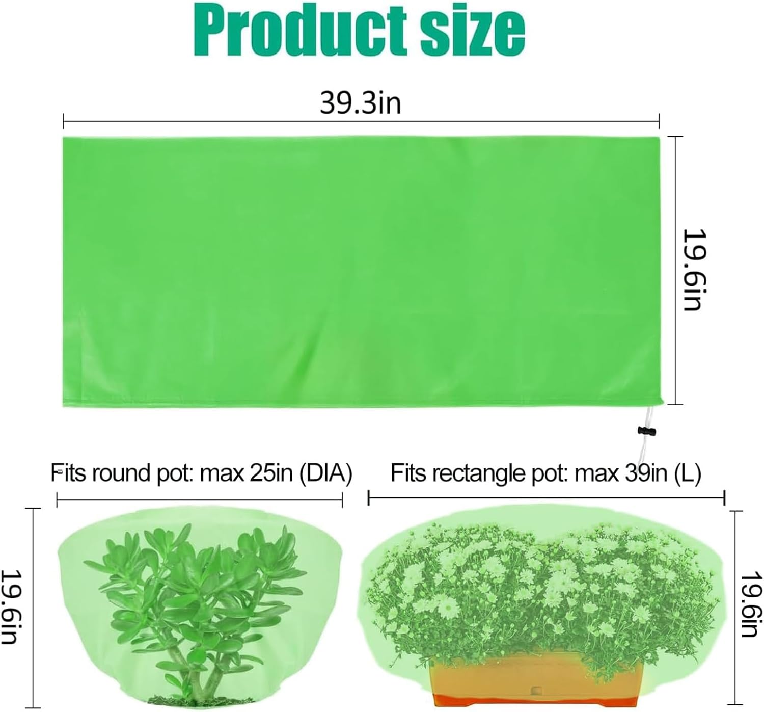 Alternative view of ANPHSIN 3 Pcs Plant Covers Freeze Protection - 19.6in x 39.3in Winter Shrub Plant Protection Bags, Frost Blankets Cloths with Drawstring for Outdoor Garden Rose Bush Plants, Green