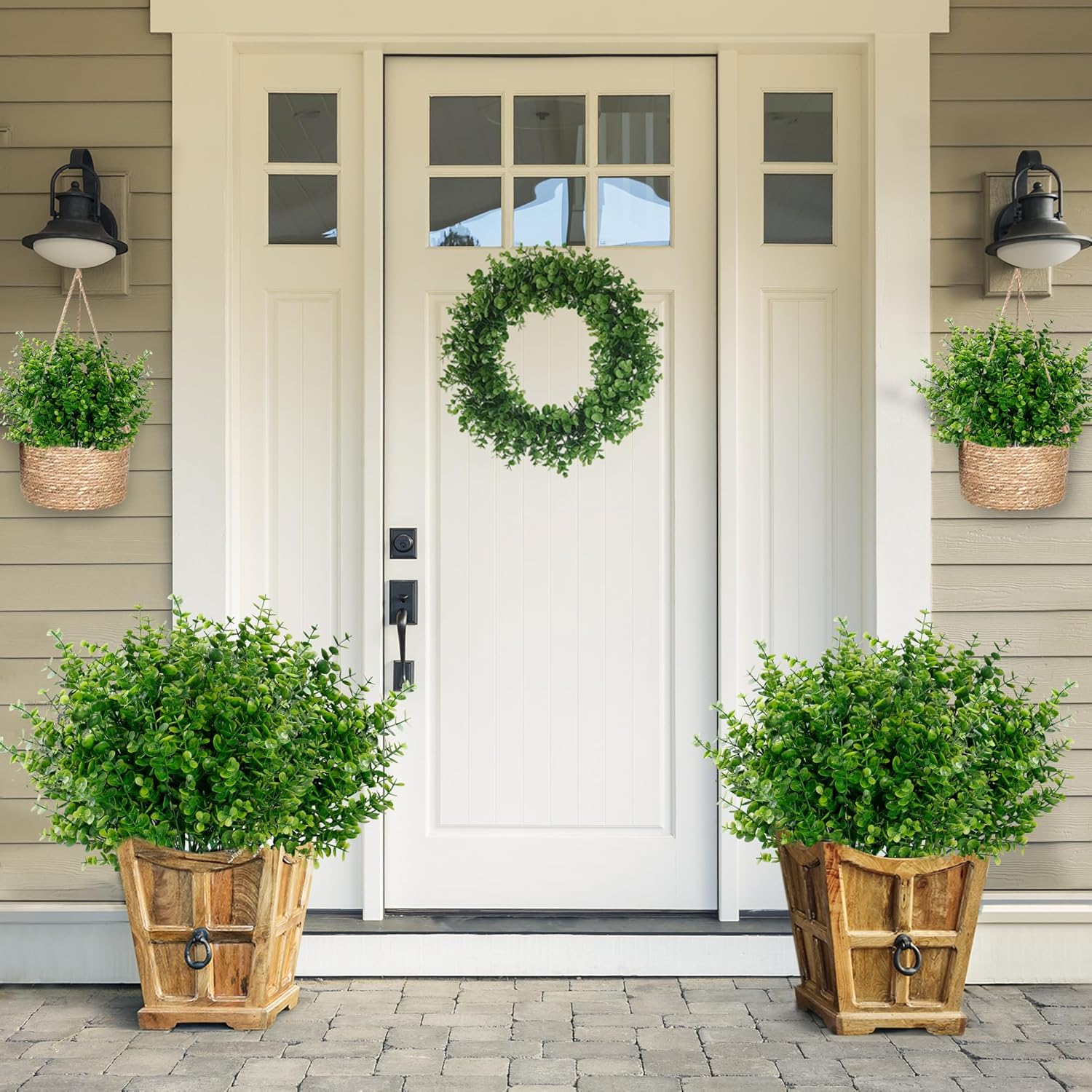 Alternative view of Sggvecsy Artificial Flowers for Outdoors 24 Bundles UV Resistant Boxwood Shrubs Artificial Eucalyptus Fake Plants Faux Plastic Greenery for Farmhouse Garden Indoor Outdoor Home Wedding Decoration