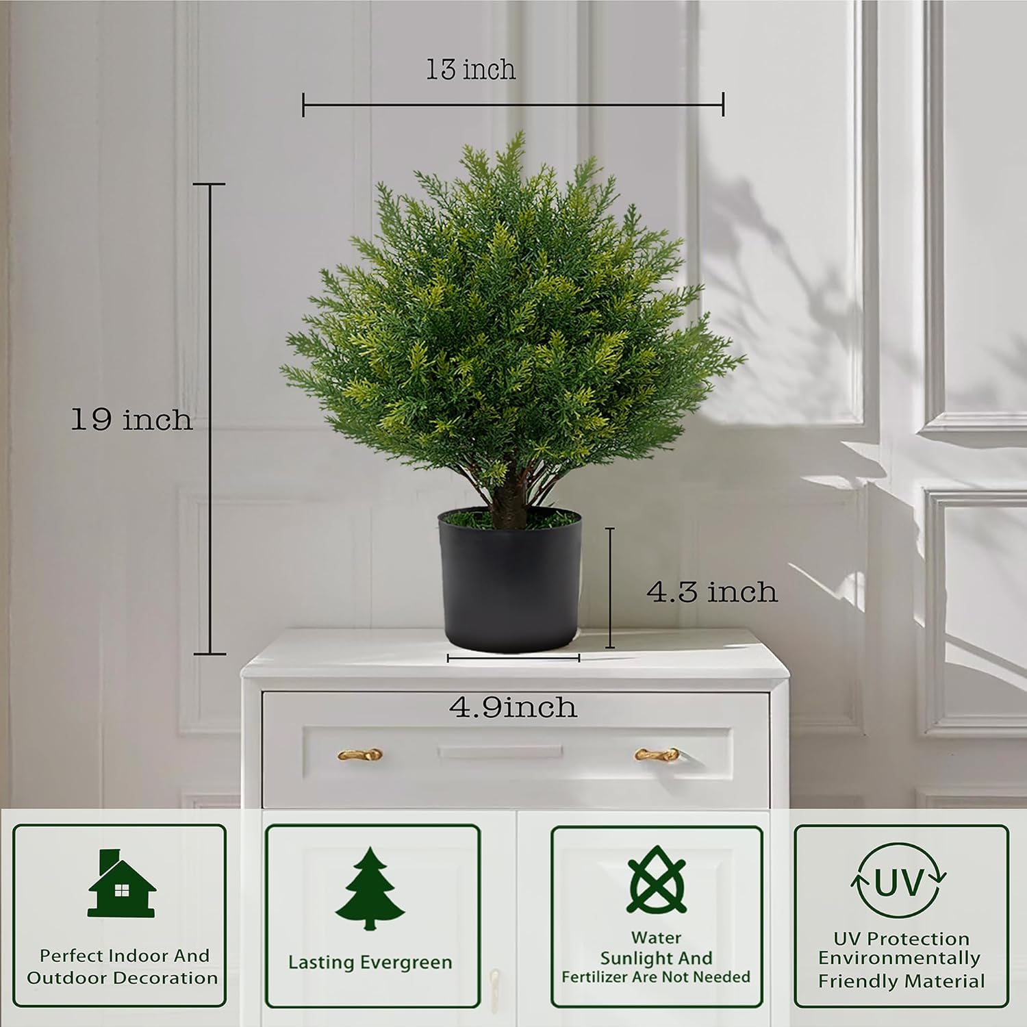 Alternative view of Artificial Topiary Ball Tree 19''T Faux Little Bush Ball Tree UV Resistant Shrub Potted Artificial Plant for Outdoor Indoor Front Porch Garden