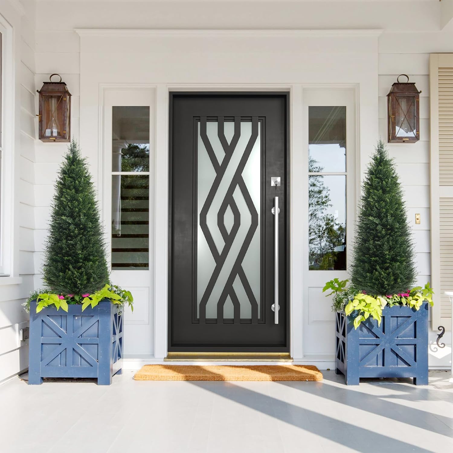 Chillchard Two 6ft Artificial Plants Topairy Faux Cedar Trees for Outdoor Planters, 72IN Tall Fake Pine Bushes UV Resistant Large Potted Shrubs for Front Porch Décor