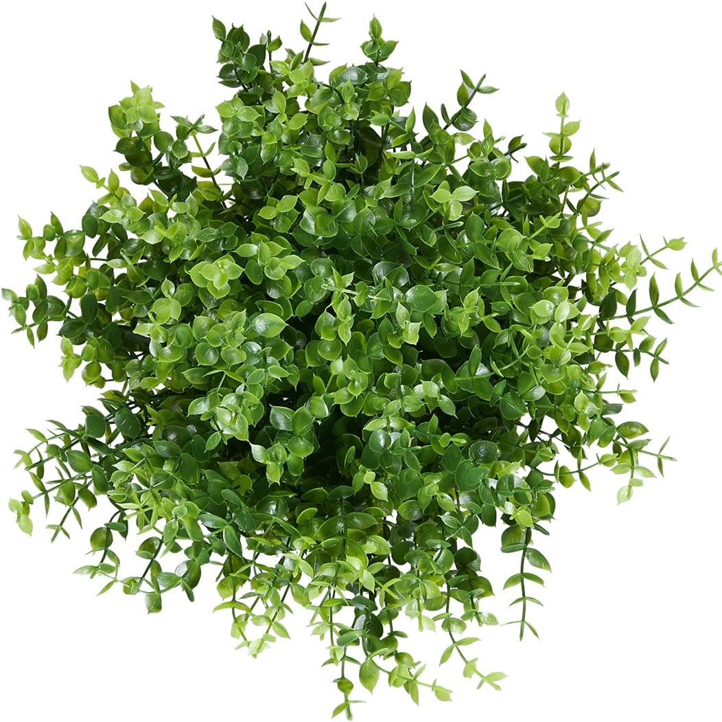 Alternative view of HAPLIA 8PCS Artificial Eucalyptus Plants,Fake Boxwood Shrubs UV Resistant No Fade Faux Plastic Greenery for Wedding Bridal Bouquet Indoor Outdoor Home Garden Kitchen Office Table Vase(Green)