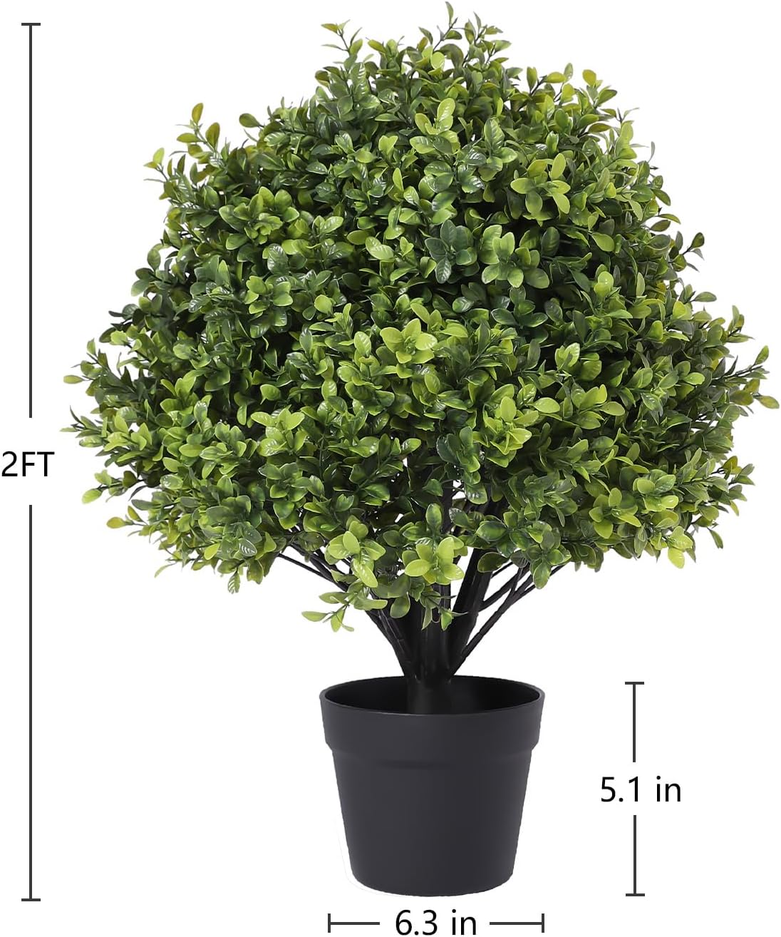 Alternative view of I.C.ELAINE 24" Faux Boxwood Ball Plants, Topiary Trees Artificial Outdoor Set of 2, UV-Resistant Fake Potted Bushes & Shrubs for Planters Front Porch Outside Decor 2ft