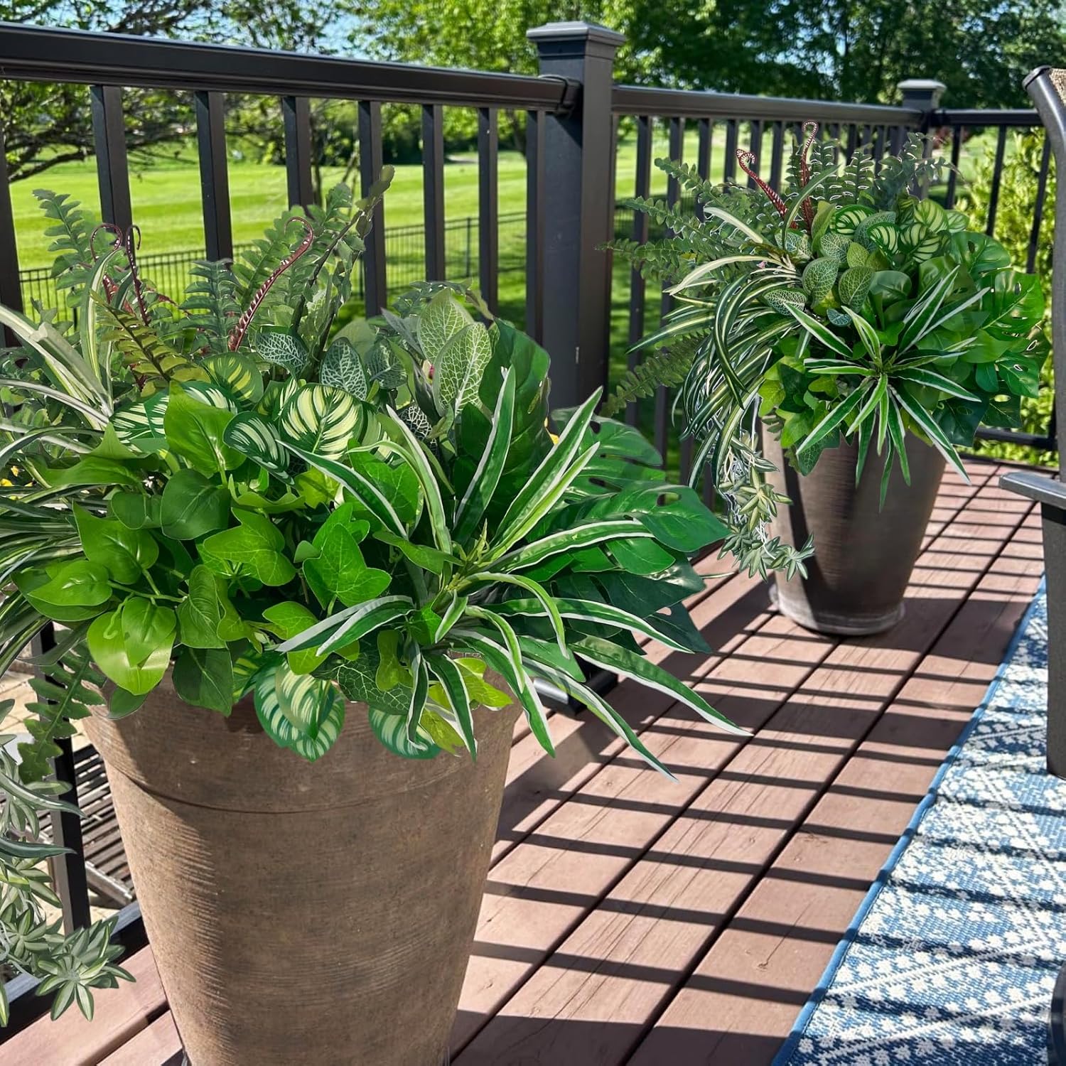 Alternative view of KAFDY Artificial Plants Fake Greenery for Outdoor Porch Planter, UV Resistant Faux Realistic Large Shrubs Bushes Plastic Green Filler for Spring Outside Front Door Patio Decoration, 8 Bundles