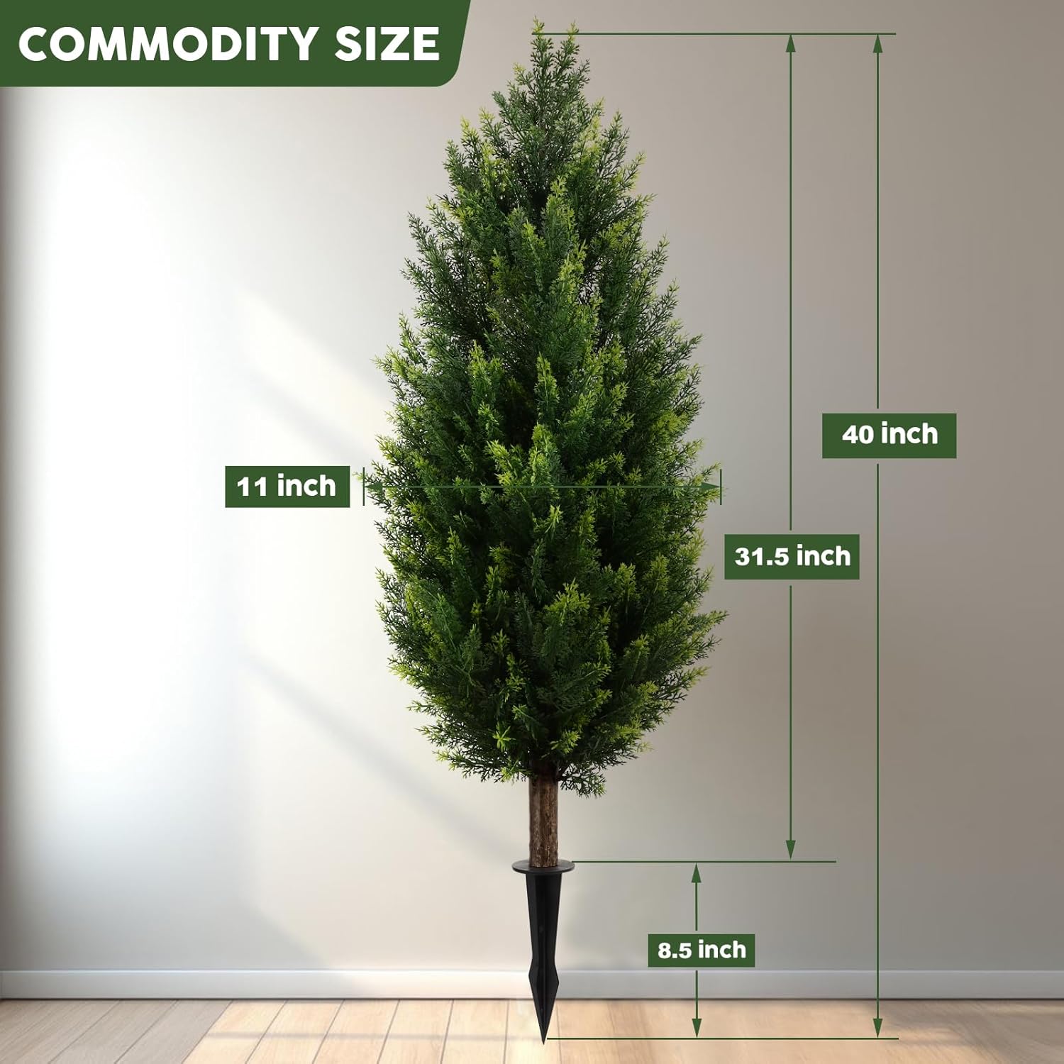 Alternative view of Hadoife 3ft Artificial Cedar Topiary Tree with Stakes - 39" High, 11" Diameter Set of 2 UV-Resistant & No Maintenance Faux Tree Shrubs for Outdoor Planters, Fake Plants That Look Realu200Bu200B