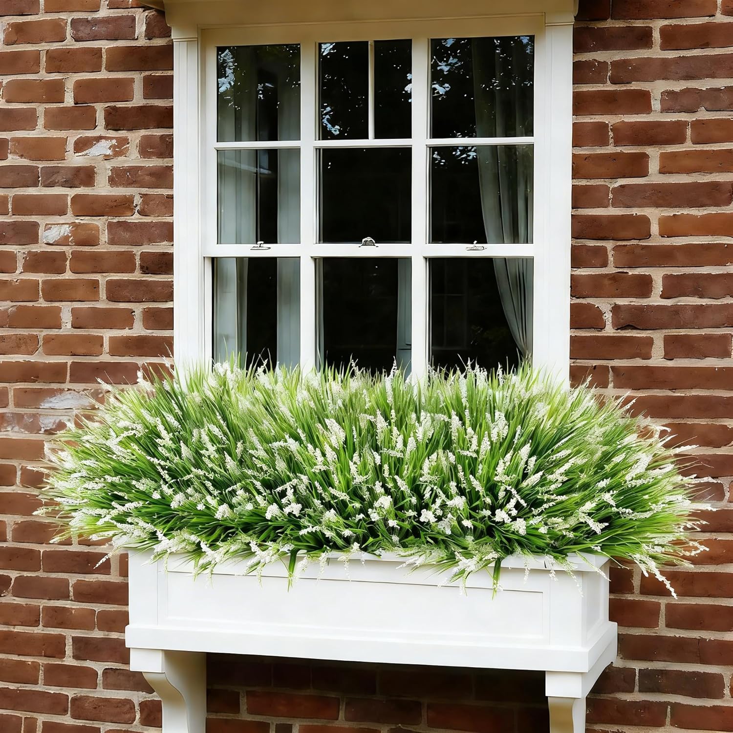 Alternative view of Ivydale Artificial Plants Fake Flowers Monkey Grass for Outdoors,UV Resistant Realistic 20PCS White Faux Greenery Shrubs Outside Decor for Home Garland Porch Patio Balcony Planter Yard Office Pathway