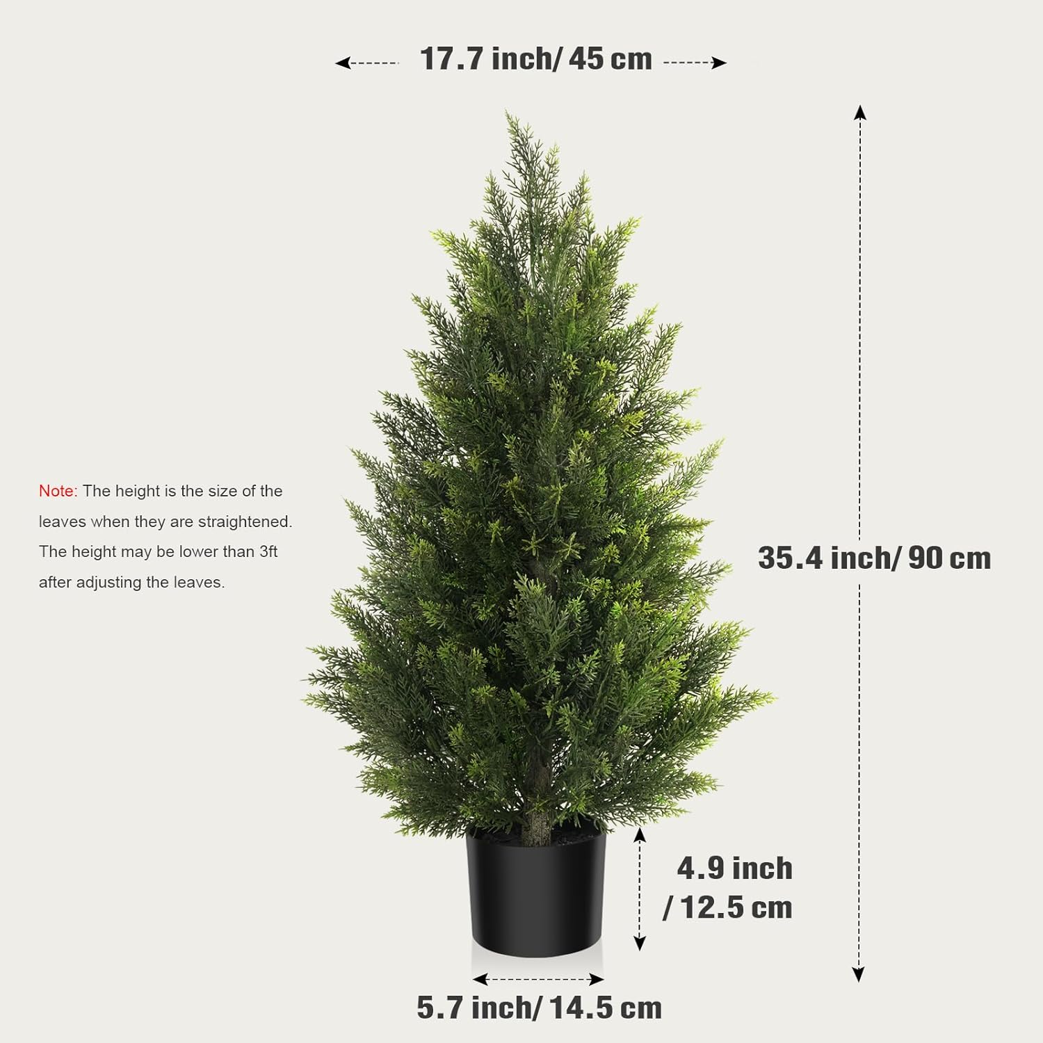 Alternative view of Outdoor Artificial Cedar Topiary Tree, Faux Evergreen Shrubs for Front Porch Decor, Lifelike Fake Bushes Plants for Home Living Room Front Door Decor (2, 3ft)