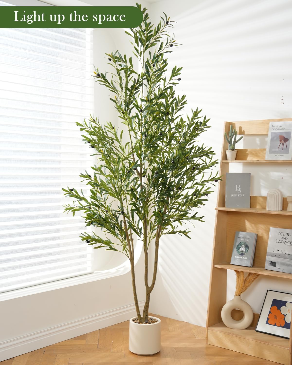 Sillaff Olive Tree 7FT Fake Tree Faux Plants Indoor with Pot Artificial Tree Nearly Natural Olive Branches and Fruits for Living Room Home Office Decorations