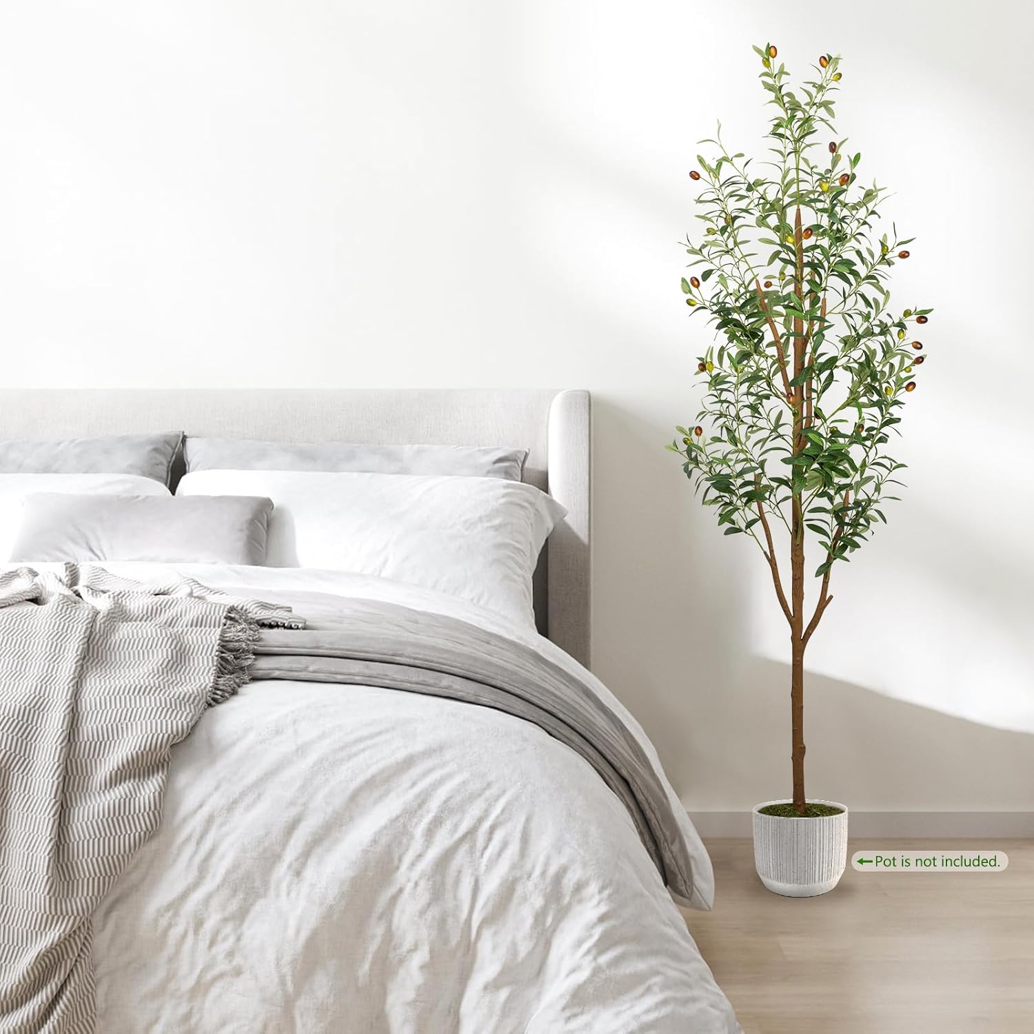 LuceAlberi 6FT Artificial Olive Tree - Indoor Tall Faux Olive Trees with Planter&Basket, Large Fake Olive Silk Tree Realistic Olive Plants with Branches and Fruits for Home Decor Office Living Room