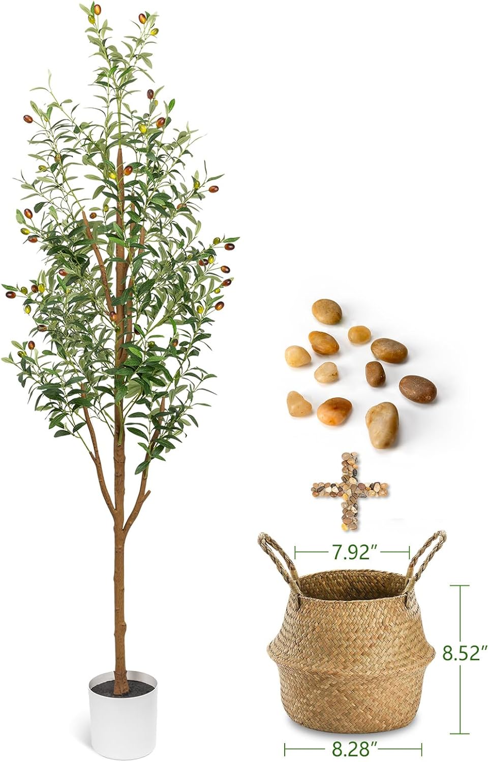 Alternative view of LuceAlberi 6FT Artificial Olive Tree - Indoor Tall Faux Olive Trees with Planter&Basket, Large Fake Olive Silk Tree Realistic Olive Plants with Branches and Fruits for Home Decor Office Living Room