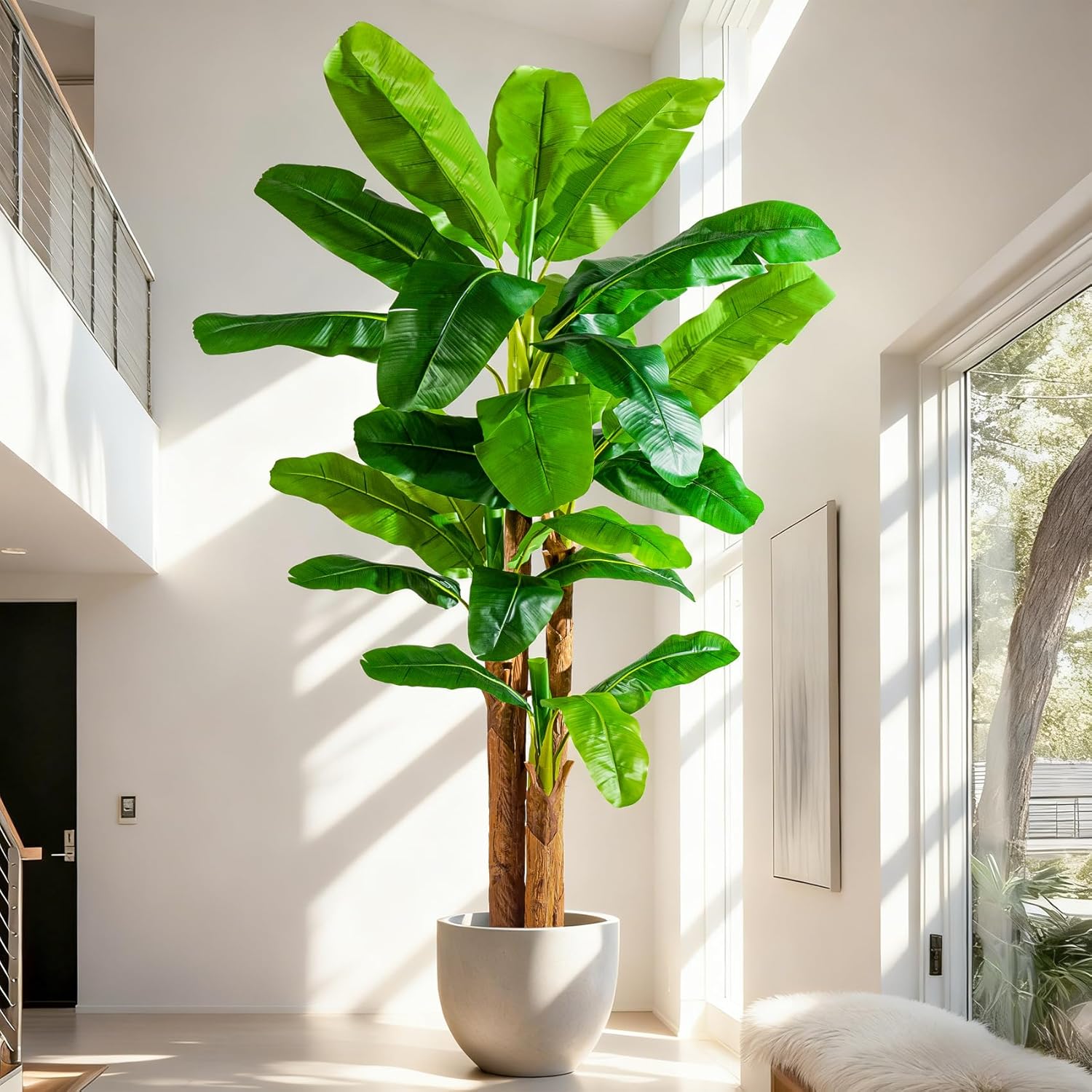 Large Artificial Banana Tree Tall Faux Tropical Bananas Trees Indoor Outdoor Realistic Floor Plant Big Fake Plants for House Home Living Room Office Front Porch Decor Outside Patio para decoracion