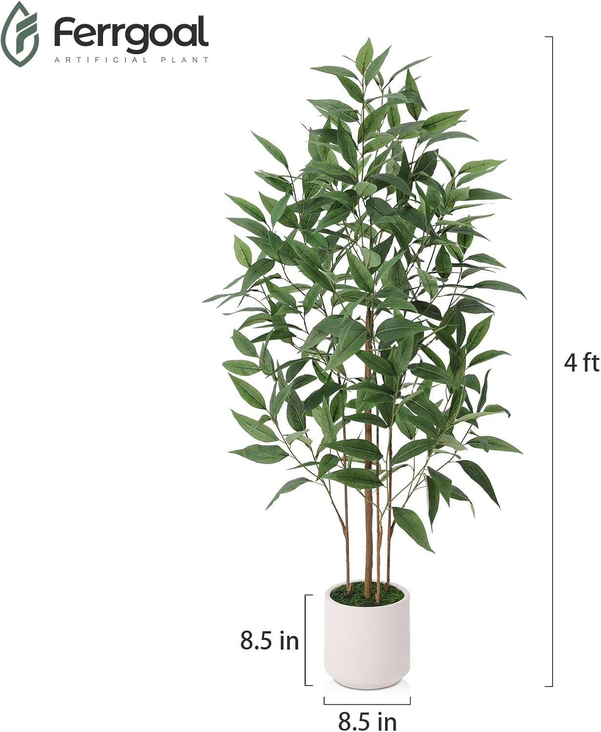 Alternative view of Ferrgoal Artificial Eucalyptus Tree，4FT UV Resistant Fake Outdoor Plants,Artificial Plants Indoor with White Planter,Silk Leaves,Faux Tree for Home Decor Floor Porch Liveing Room