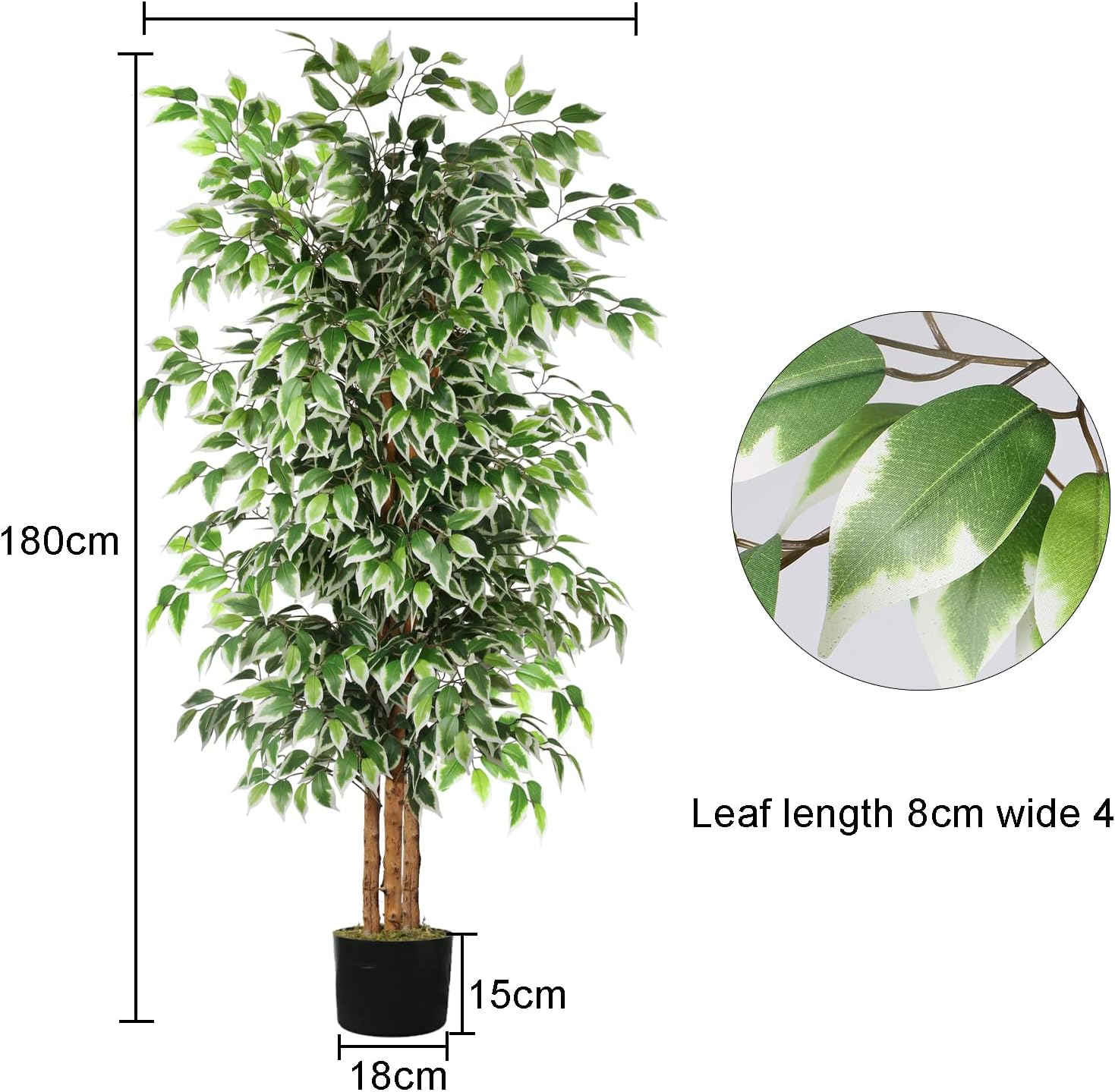 Alternative view of GTIDEA 6ft Artificial Tree Ficus, Tall Faux Trees Indoor with Natural Trunk and Fake Silk Tree Fake Plants for Home Spring Decor Living Room Outdoor Balcony House Office (Included Dried Moss)