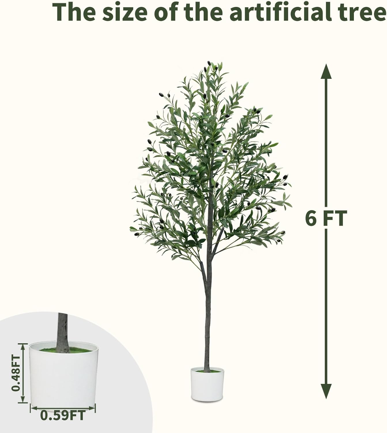 Alternative view of 6FT Artificial Olive Tree,Artificial Plants Indoor,Faux Olive Tree Indoor with Natural Wood Trunk and Realistic Leaves and Fruits for Home Office Decor