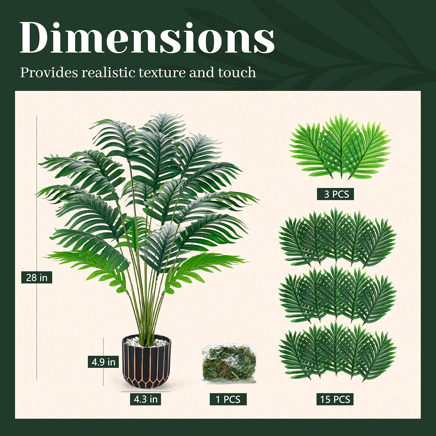 Alternative view of Der Rose 28" Fake Palm Tree Large Artificial Potted Plants Indoor for Home Porch Patio Living Room Bathroom Outdoor Decor