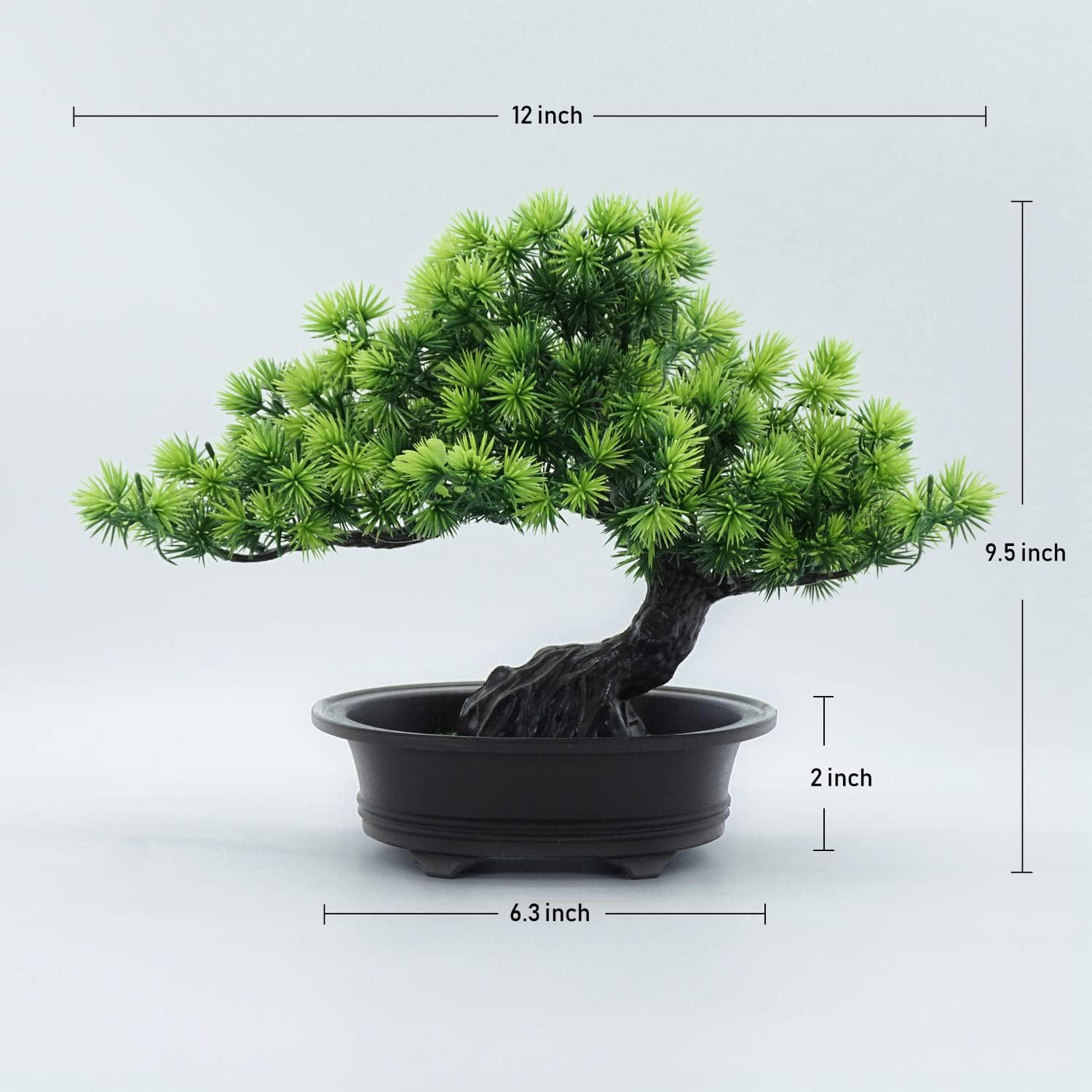 Alternative view of yoerm Artificial Bonsai Tree Fake Plants for Home Decor, Living Room Bathroom Bookshelf Entryway Table Wall Shelf Modern Farmhouse Decor, 9.5" Tall, Green