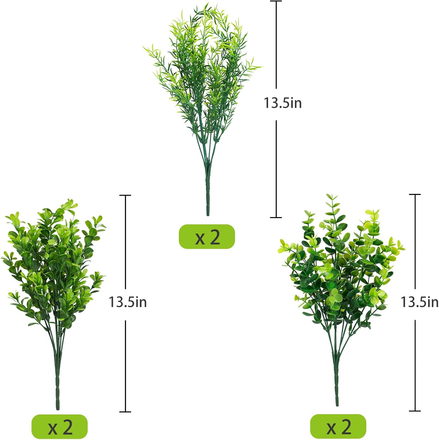 Alternative view of Ouddy Decor 6 Bundles Artificial Greenery Stems Mixed Fake Plastic Plants Eucalyptus Rosemary Faux Magnolia for Outdoor Indoor Garden Home Window Box Decor