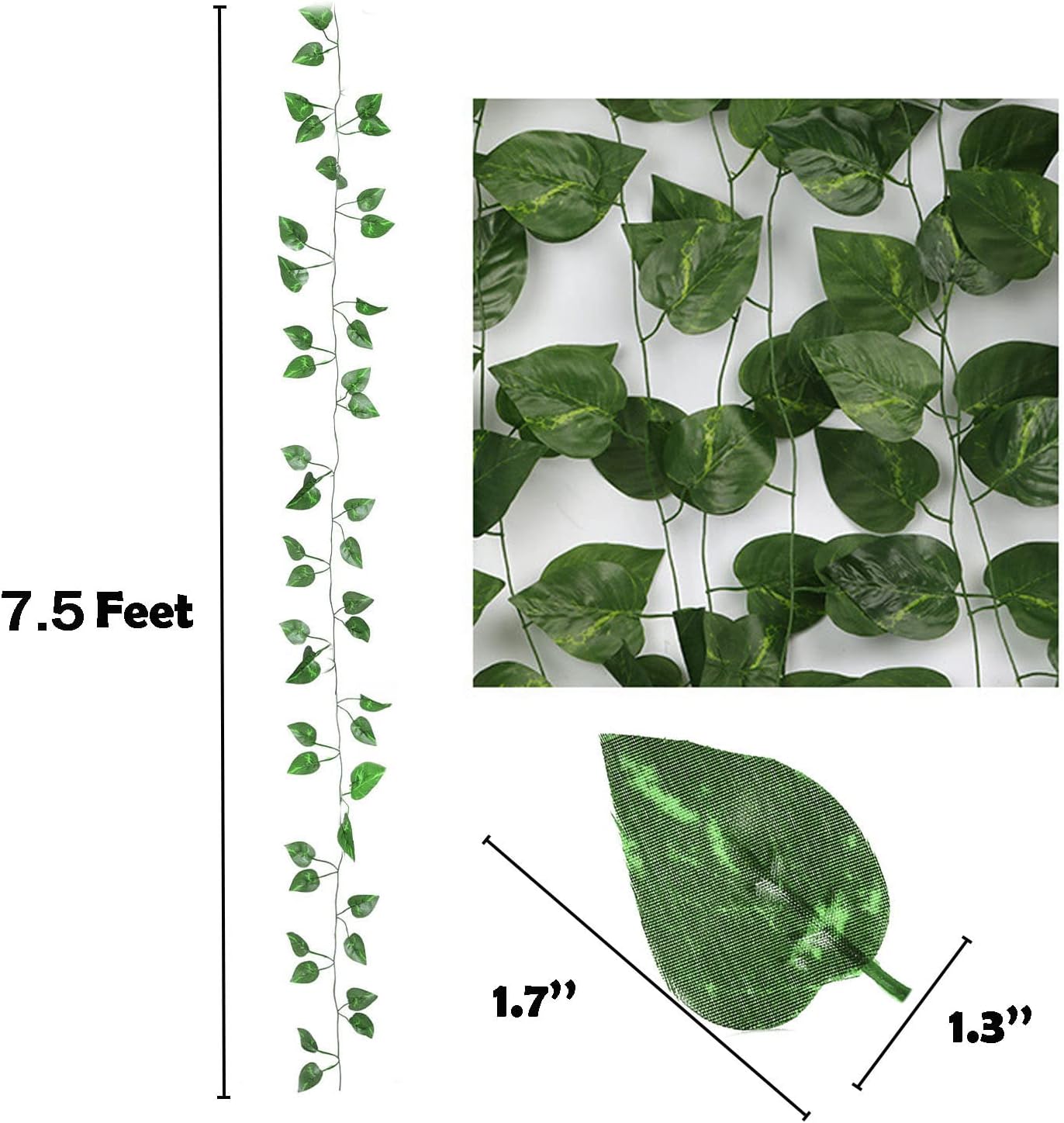 Alternative view of ZYIGYI 360 Feet 48 Pack Fake Greenery Hanging Garland, Ivy Leaf Plants, Vine Leaves, Fake Flowers Foliage for Bedroom Garden Wall Decor