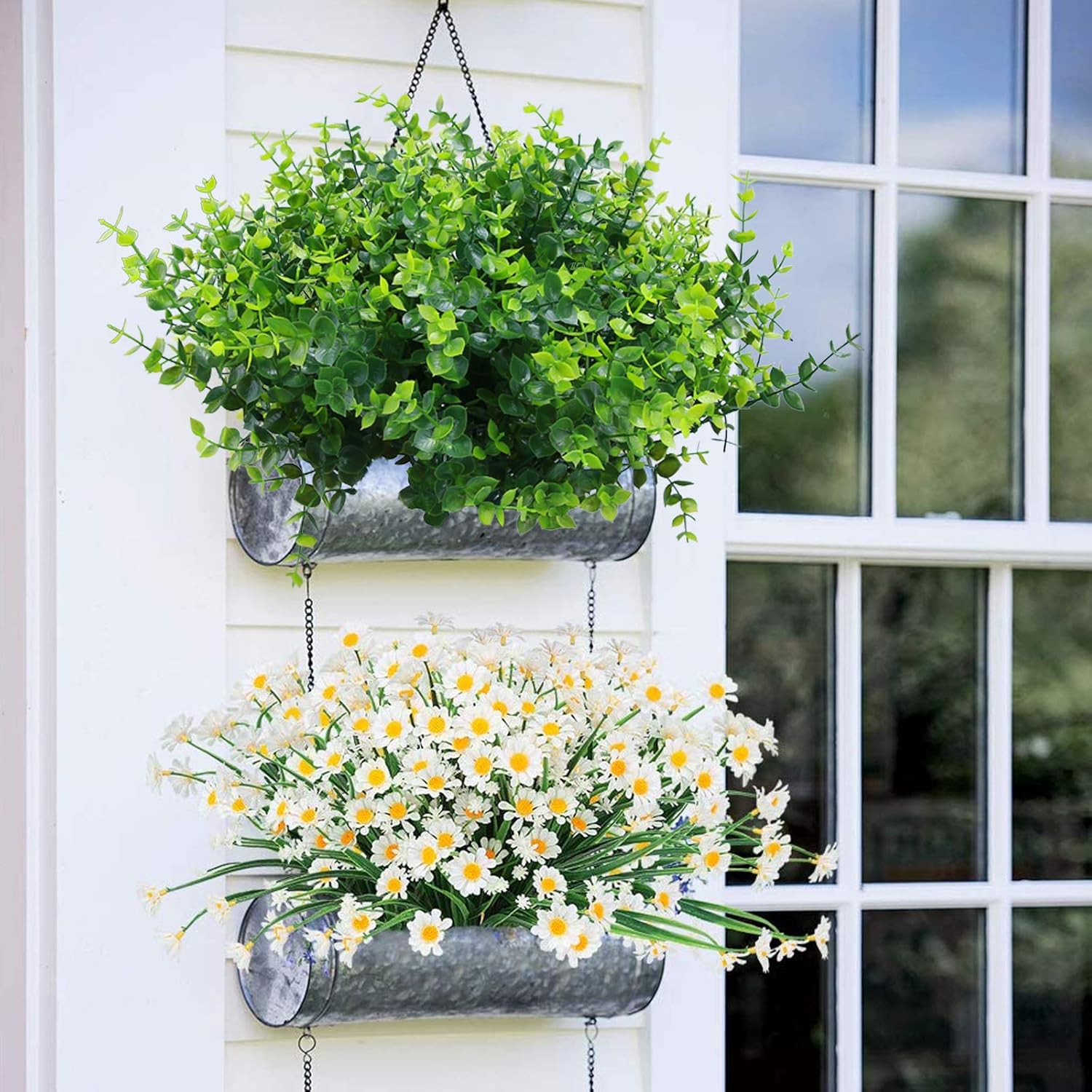 Alternative view of summer flower 10 Pack Artificial Boxwood Stems for Outdoors Unfading in The Sun Plastic Faux Plants Fake Foliage Shrubs Greenery for Garden Office Patio Wedding Farmhouse Indoor Decoration