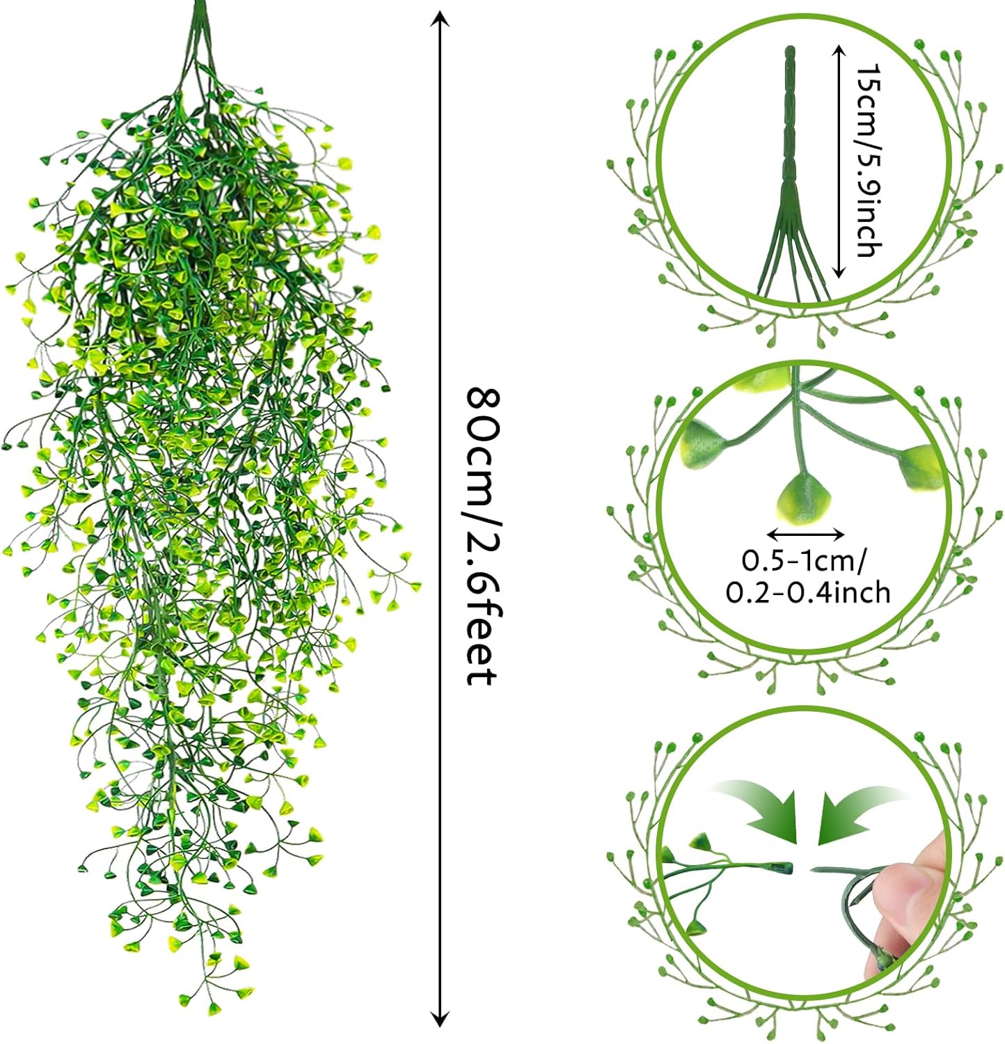 Alternative view of QUOZUO Fake Hanging Plants, 3pcs Faux Hanging Plants, Artificial Plants Ferns Ivy Vine for Wall House Indoor Outdoor Room Home Decor