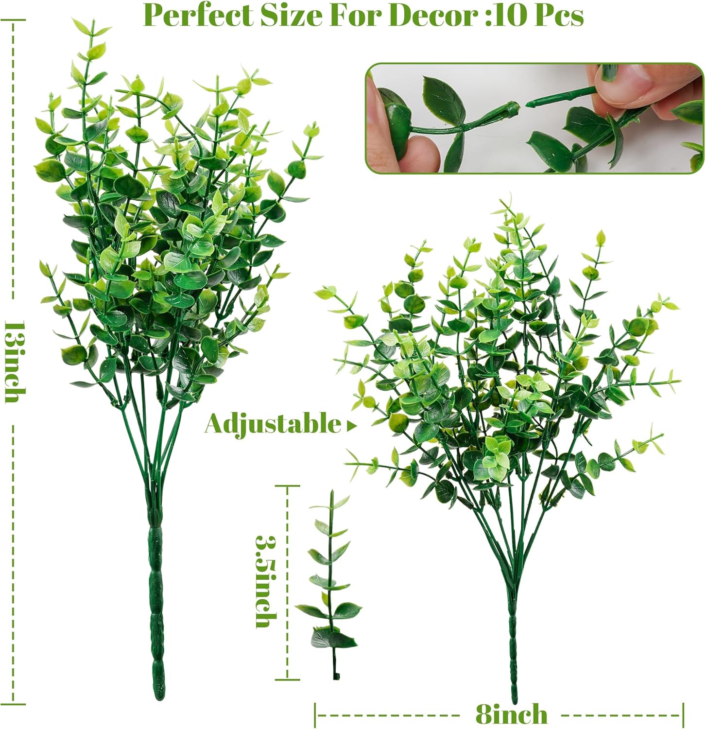 petalyn 10 Bundles Artificial Boxwood Stems Outdoor Artificial Greenery UV Resistant Foliage Plants, Faux Boxwood Shrubs Grass for Farmhouse Office Garden Wedding Window Patio Home Decor