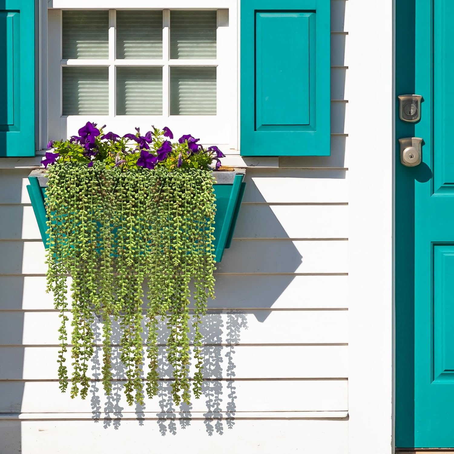 CEWOR 4pcs Fake Hanging Plants, String of Pearls Artificial Hanging Succulents Greenery Wall Backdrop Decor, Artificial Plants Indoor for Home Garden Outdoor Decoration