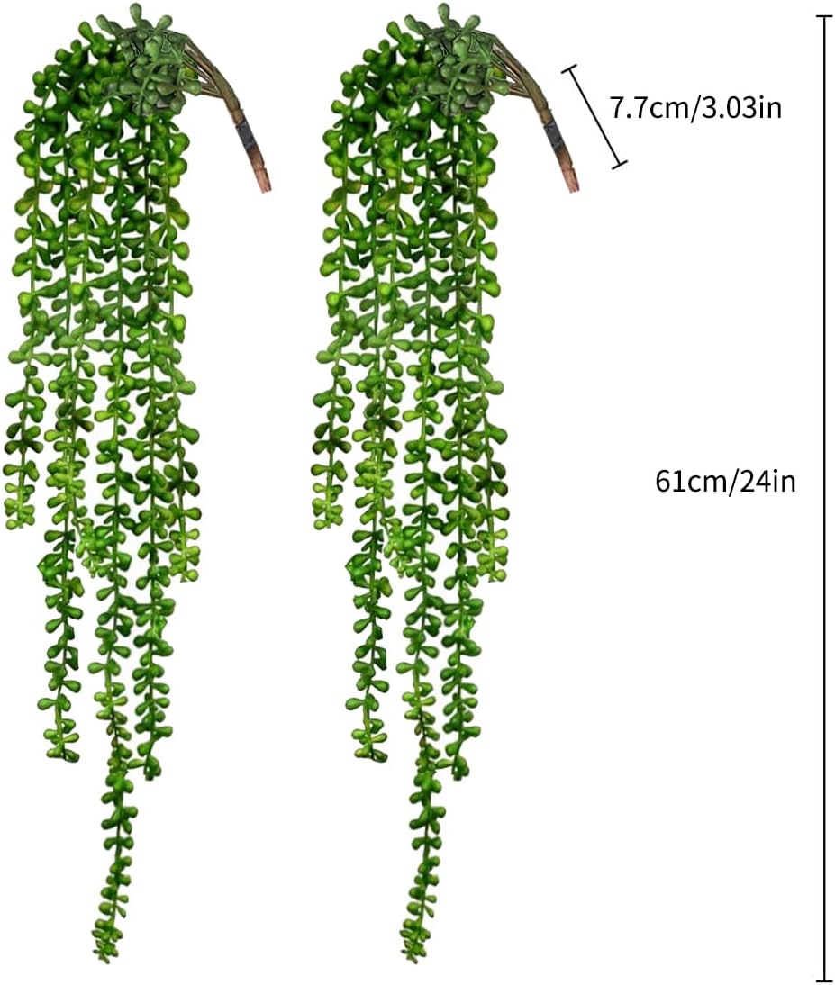 Alternative view of CEWOR 4pcs Fake Hanging Plants, String of Pearls Artificial Hanging Succulents Greenery Wall Backdrop Decor, Artificial Plants Indoor for Home Garden Outdoor Decoration
