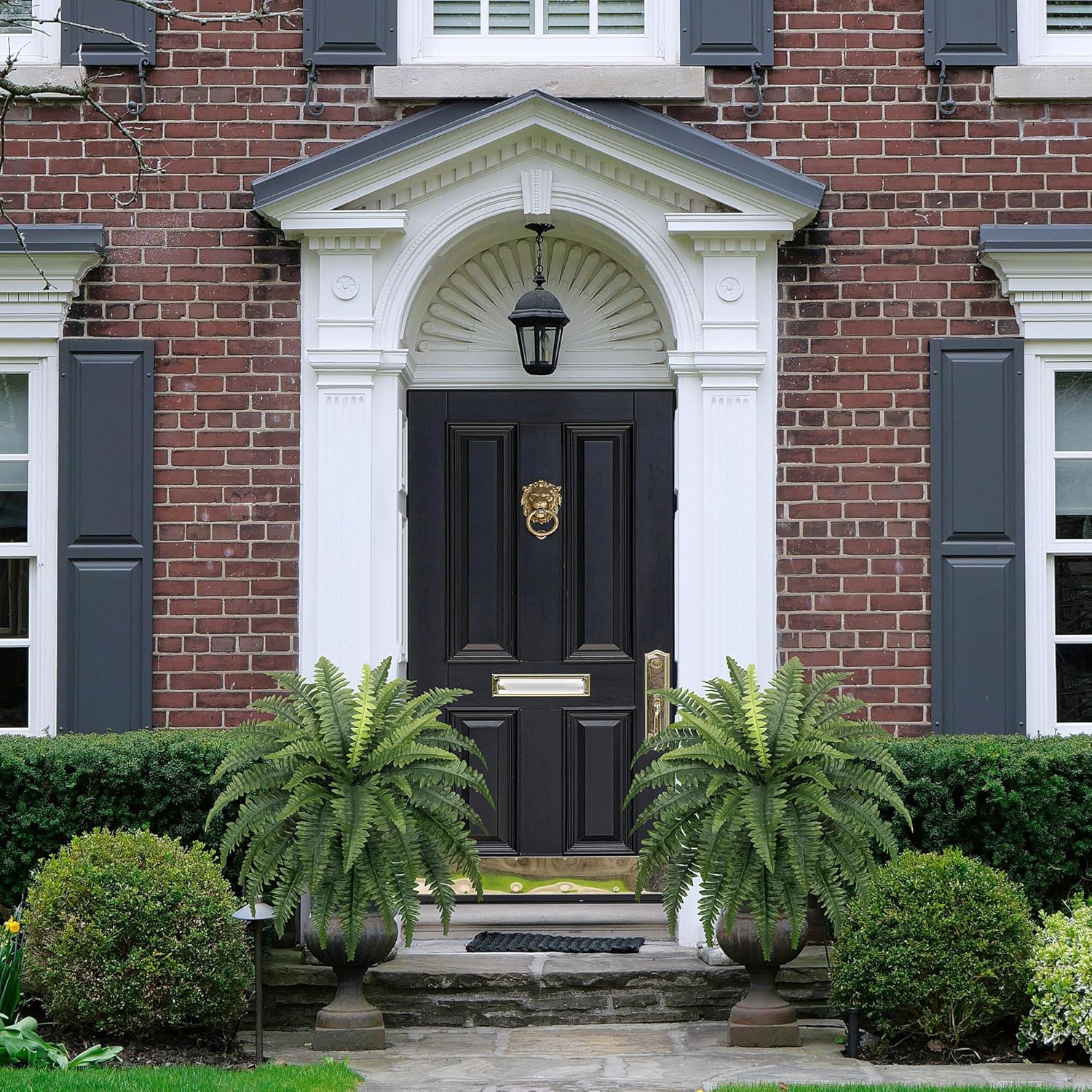 FOREST PRINCE 35" Ferns Artificial Bush Plants Large, 2 Artificial Boston Ferns with 39 Fronds for Outdoors Home Decor