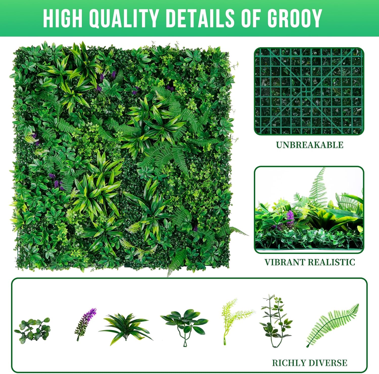 Alternative view of Grooy Artificial Boxwood Panels, Grass Wall Panels 20"x20"(12pcs), Privacy Hedge Fence Screen with UV Protection, Fake Greenery Backdrop for Indoor Wedding and Outdoor Garden Backyard