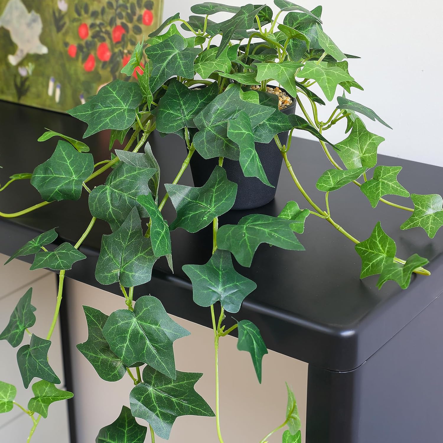 Alternative view of Fake English Ivy Plants in Pots Set of 2 u2013 Realistic Artificial Ivy Greenery for Home Decor, Tabletop, Office, Shelf, Balcony or Bathroom u2013 Lifelike Faux Hanging Vines, No Maintenance Required