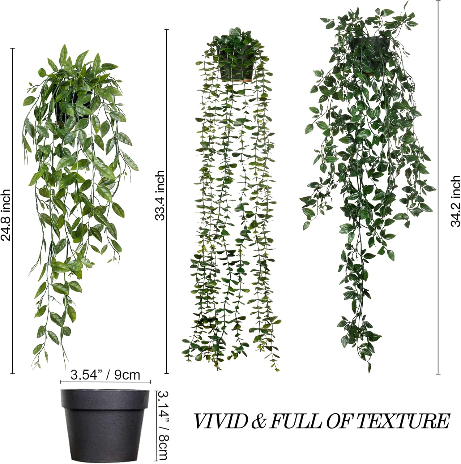Alternative view of Sggvecsy Fake Hanging Plants 3 Pack Artificial Eucalyptus Fake Potted Greenery Faux Eucalyptus Mandala Vine Pea Pod for Home Indoor Outdoor Wall Garden Wedding Decor