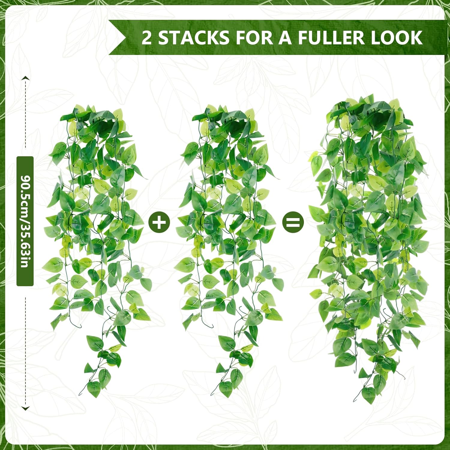 Alternative view of HOREAKHJ 2-Pack Fake Hanging Plants, Faux Hanging Plant Artificial Greenery for Living Room Bedroom Boho Wall Shelf Indoor Outdoor Decor (Green Pothos Ivy Vines)