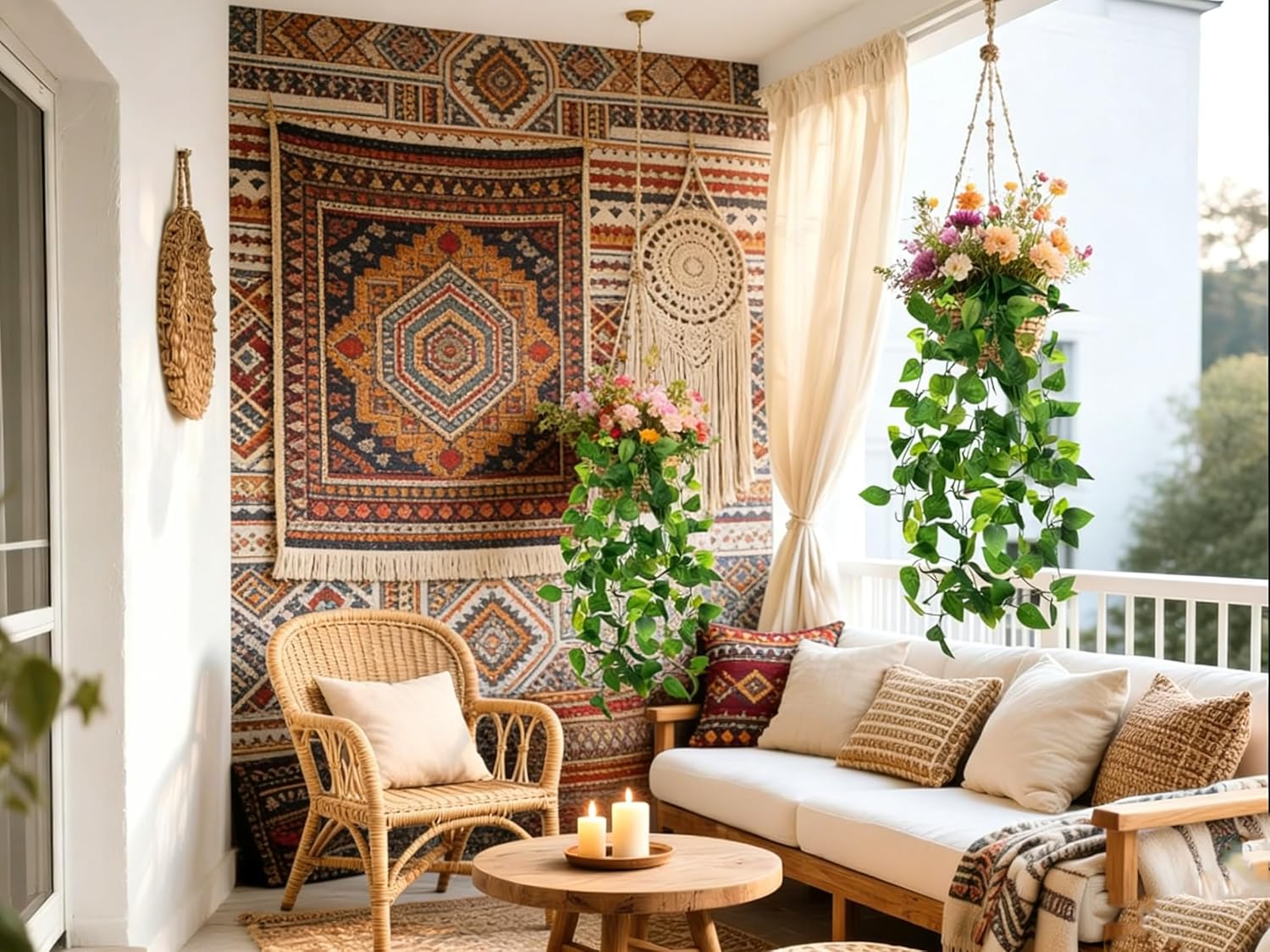 Fake Hanging Plants 2pcs Artificial Hanging Plant for Indoor Outdoor Faux Pothos Vines Greenery Garlands for Wall Home Aesthetic Patio Kitchen Living Room Farmhouse Shelf Office Decor (No Baskets)