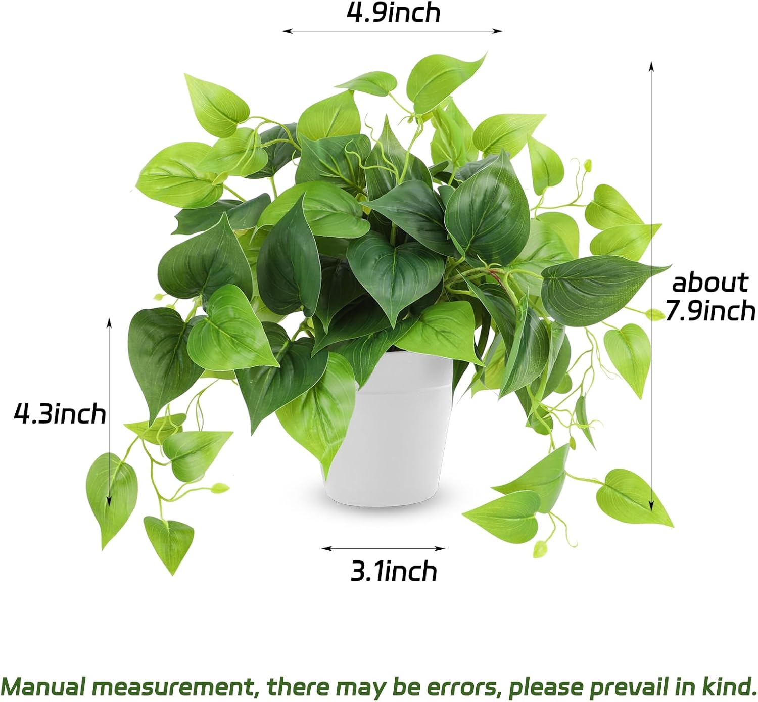Alternative view of CEWOR Artificial Plants Fake Pothos with Plastic Pot Artificial Potted Plant for Home Office Bedroom Indoor Outdoor Decor 1 Pack