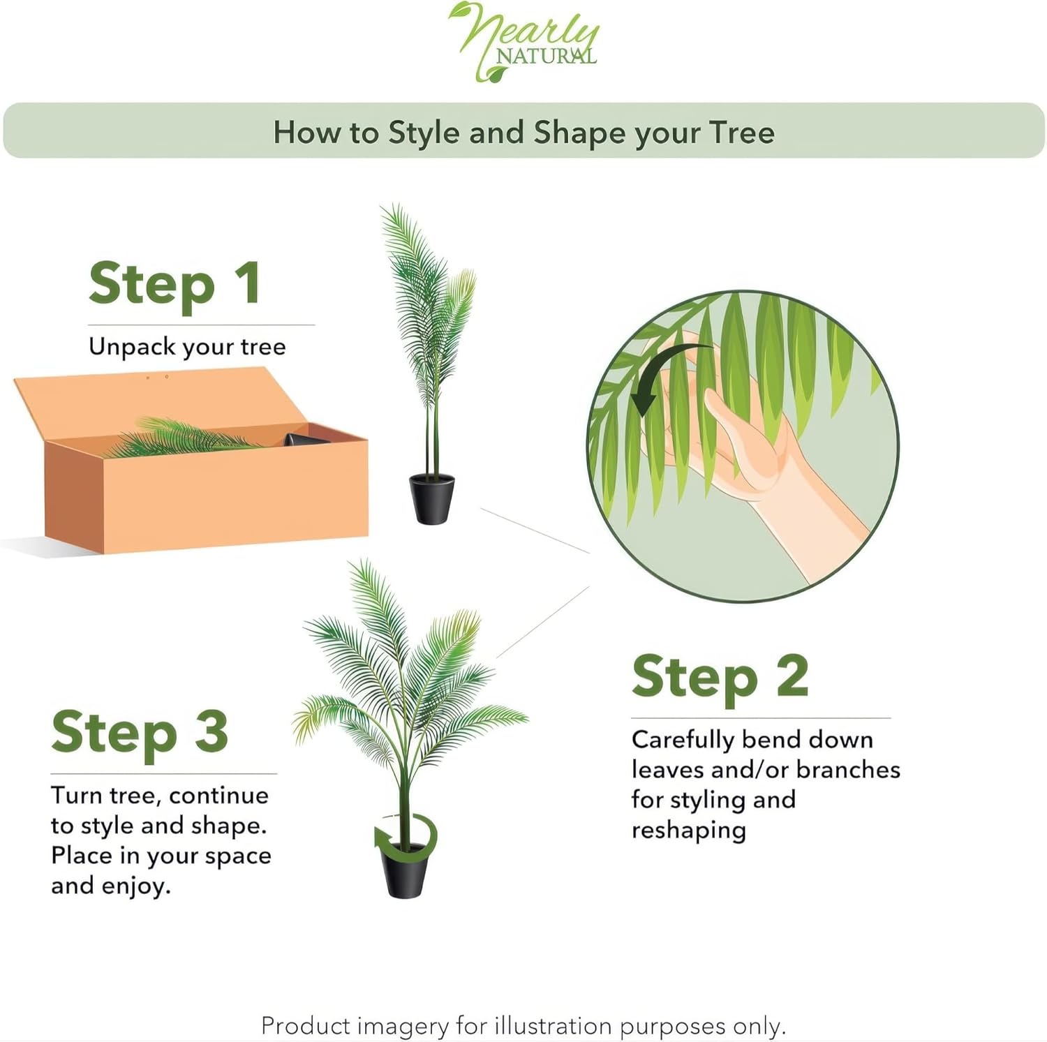 Nearly Natural 4ft Golden Cane Palm, Double Stalk Artificial Tree With Lush Realistic Foliage Maintenance Free Indoor Faux Palm Plant For Living Room, Easy Setup, Perfect Tropical Decoration