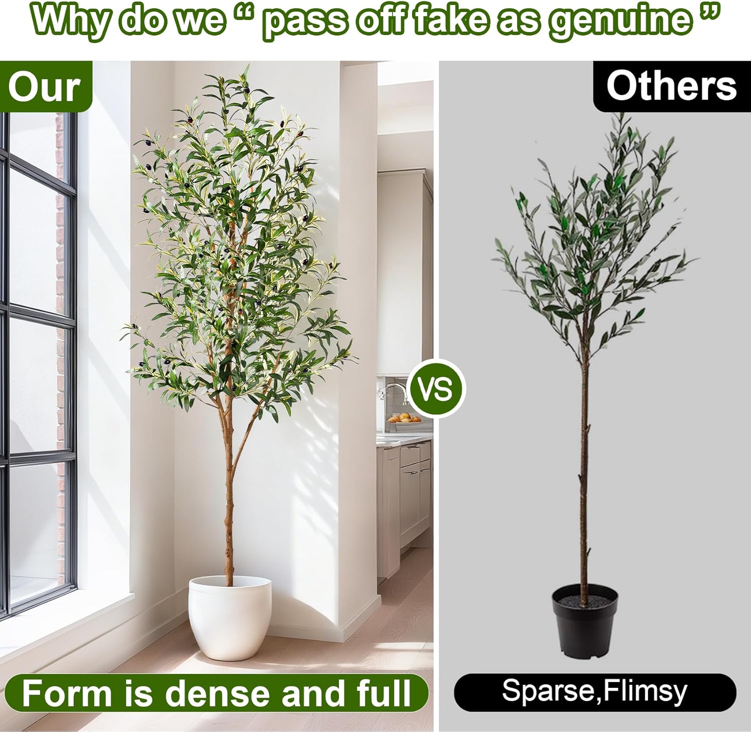 Alternative view of Tall Fake Olives Trees Large Artificial Olive Tree Indoor Outdoor Realistic Floor Plant Faux Flowers Plants for House Home Living Room Bedroom Office Front Porch Modern Farmhouse Boho Decor