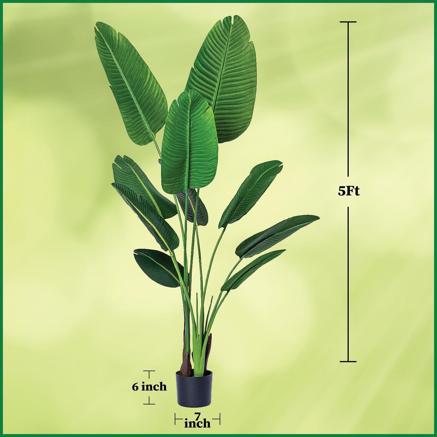 Alternative view of One 5 Foot Artificial Silk Bird of Paradise Palm Tree Potted Plant by Bagari