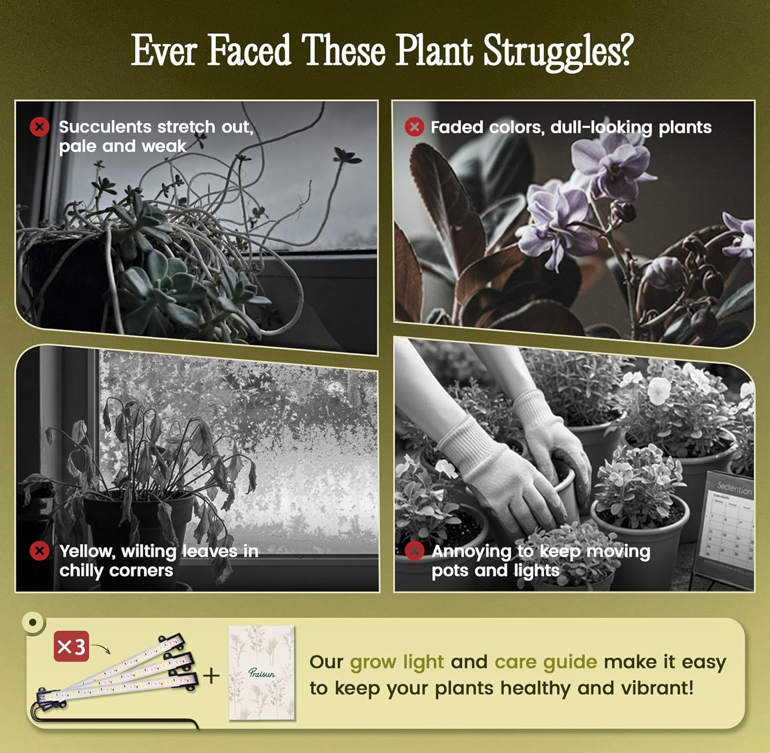 Alternative view of PRAISUN 51.3 Inch Plant Stand with Grow Light, 6 Tiered Indoor Plant Shelf with Larger Flower Holder, Pine-Shaped Stand, 3 Light Modes, Open Base, Corner Plant Rack for Living Room, Rustic Brown