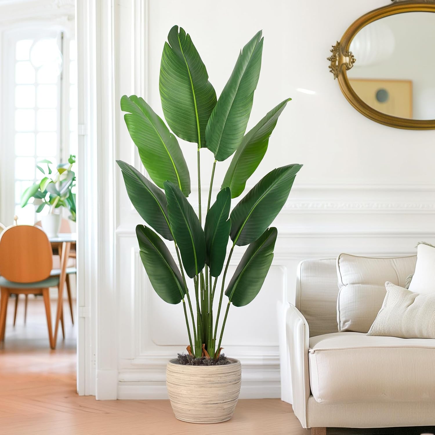 Alternative view of Yepdin Artificial Bird of Paradise Plant 5 Ft Tall Fake Banana Leaf Plant for Indoors and Outdoors,Faux Palm Tree with Plastic Pot for Office and Home Decor,L160