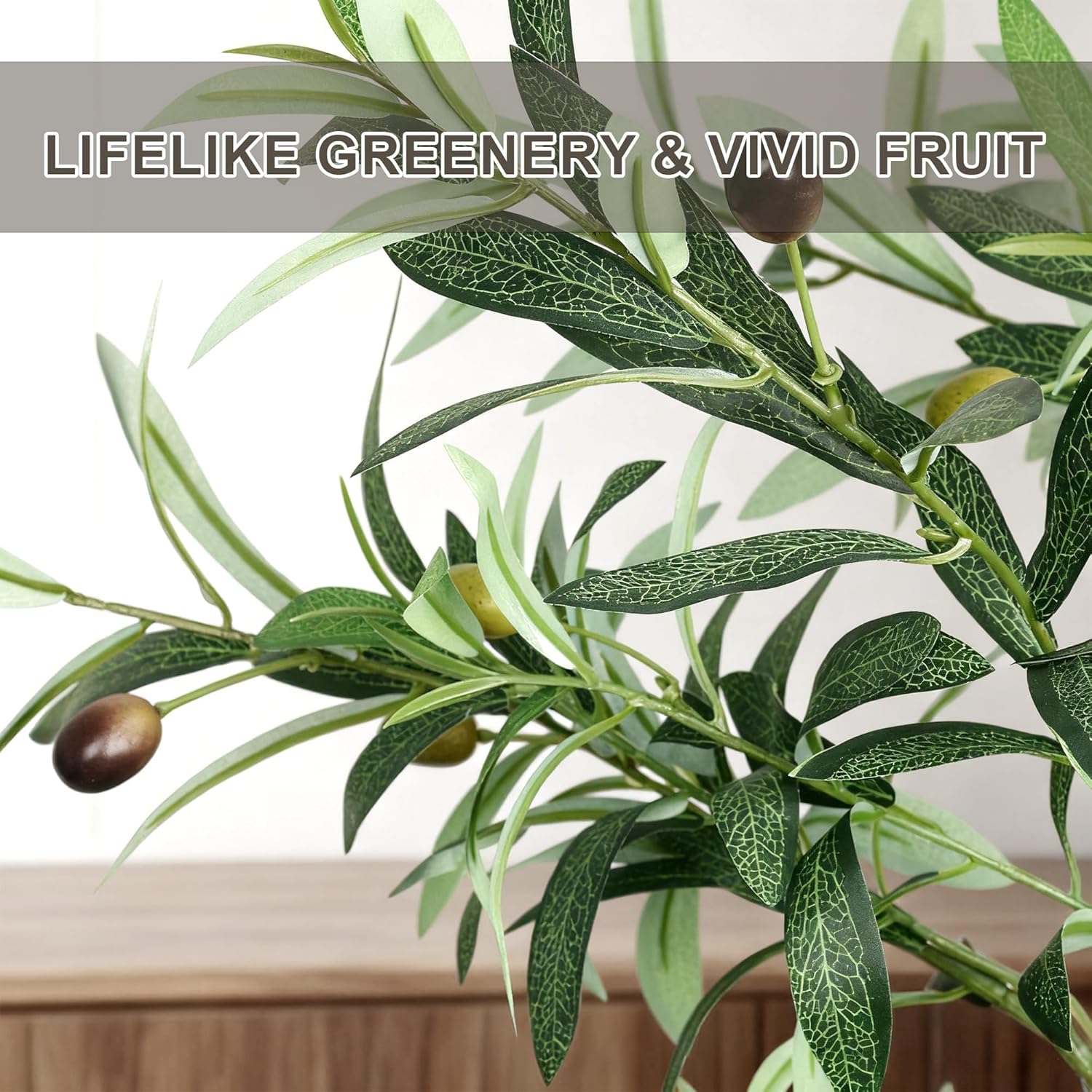Alternative view of ZOES HOMDECO Faux Olive Tree 6ft, Olive Trees Artificial Indoor with Planter and Basket, Tall Fake Tree with Realistic Leaves and Fruits for Home Living Room Bedroom Outdoor Decor