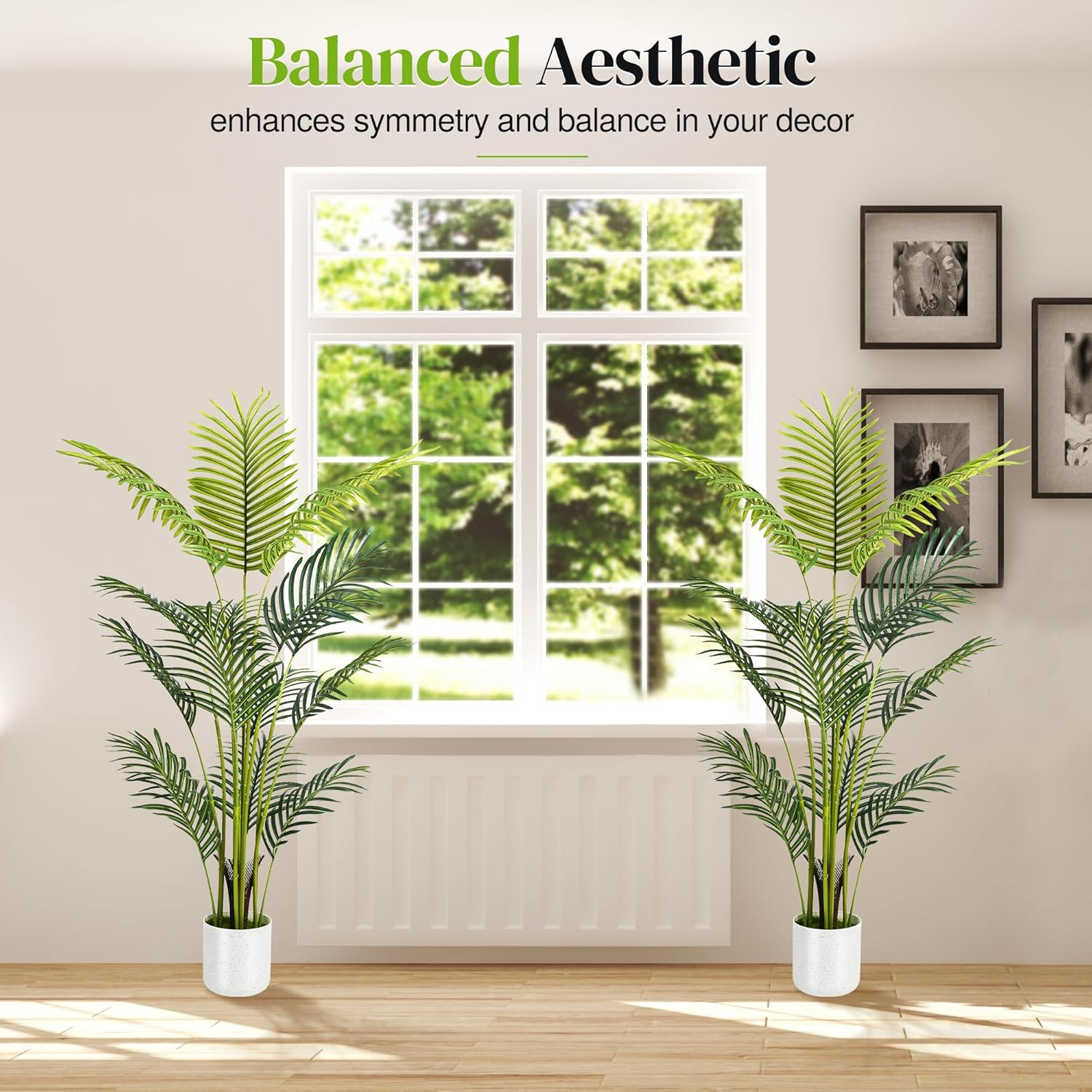 Artificial Palm Tree 4FT, Suntee Fake Tree with White Tall Planter 2 Pack, Faux Tropical Areca Floor Plant in Pot, Artificial Silk Plant for Home Office Living Room Decor Indoor